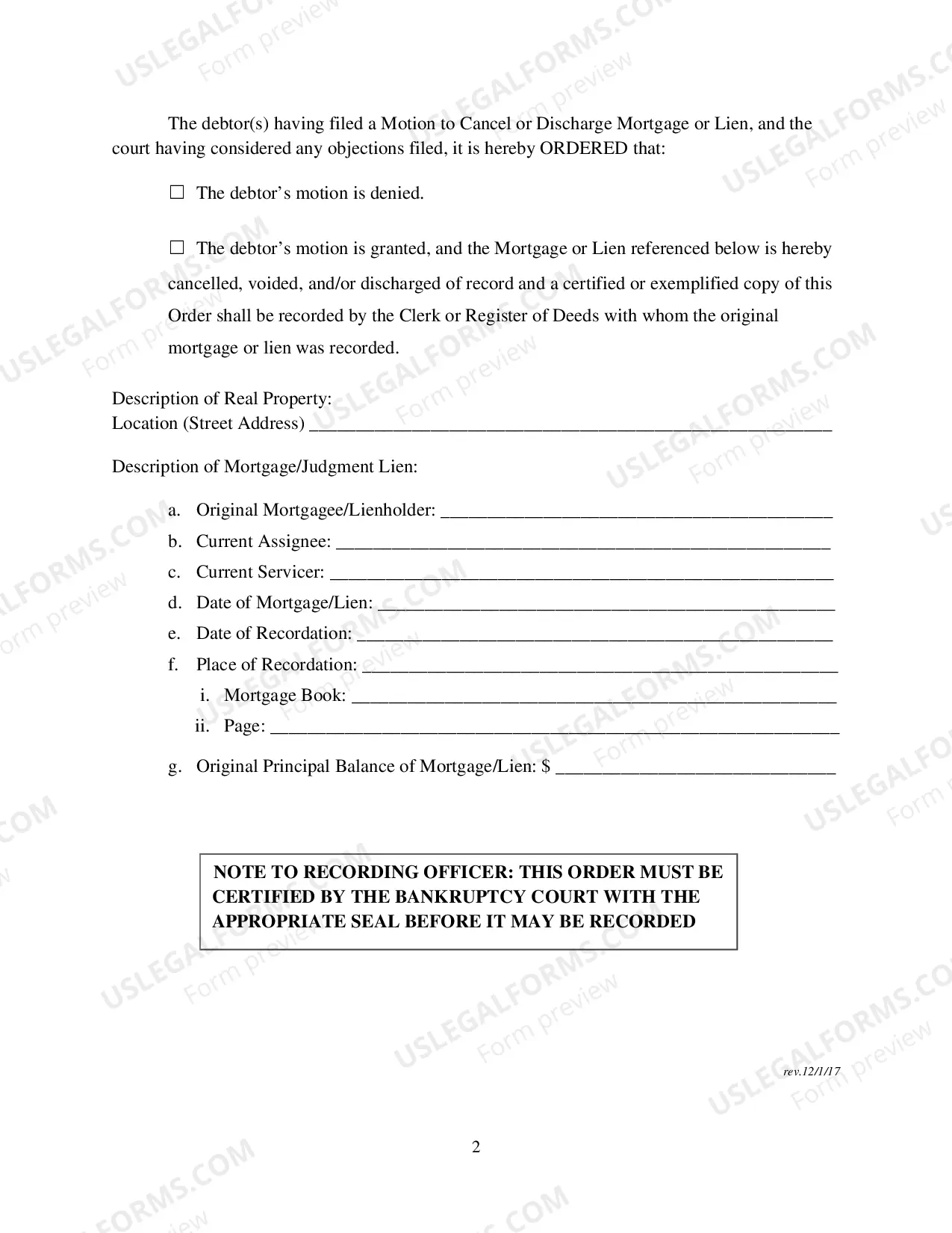 Preview Application to Cancel and Discharge Mortgage Lien Other