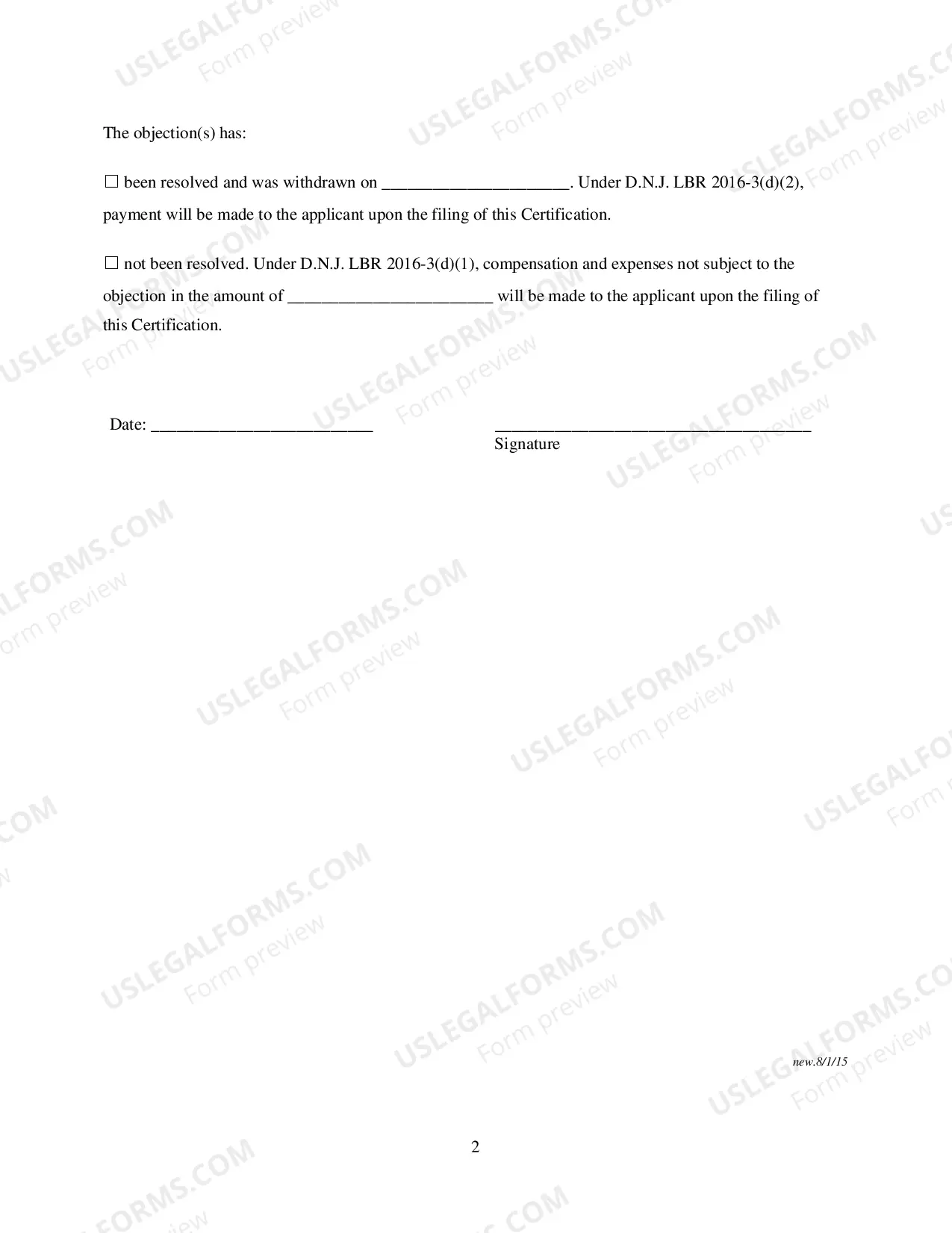 Preview Certification of Partial Objection
