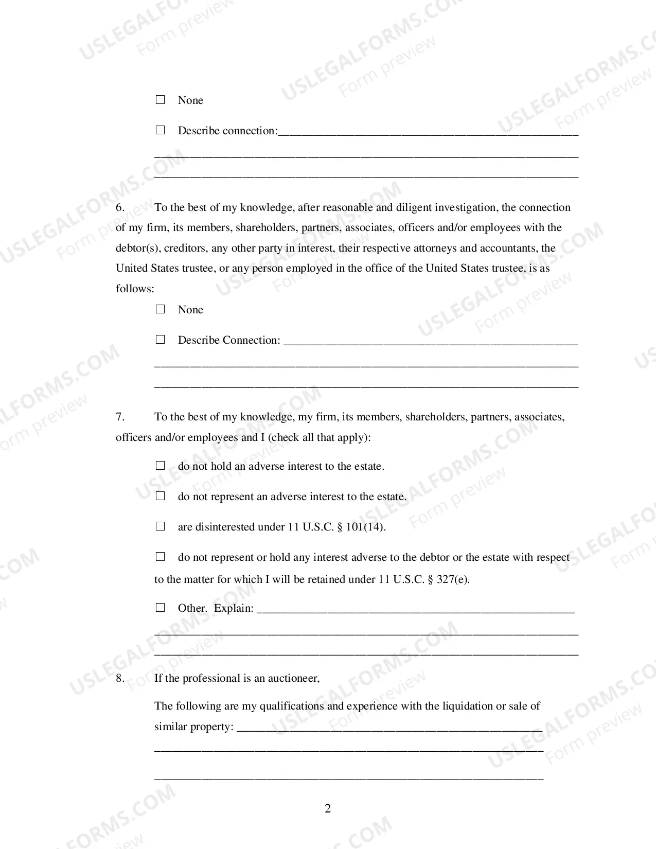 Preview Certification of Professional In Support of Application For Retention of Professional