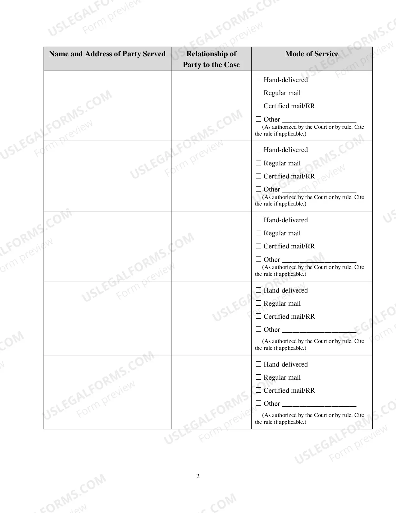 Preview Certification of Service