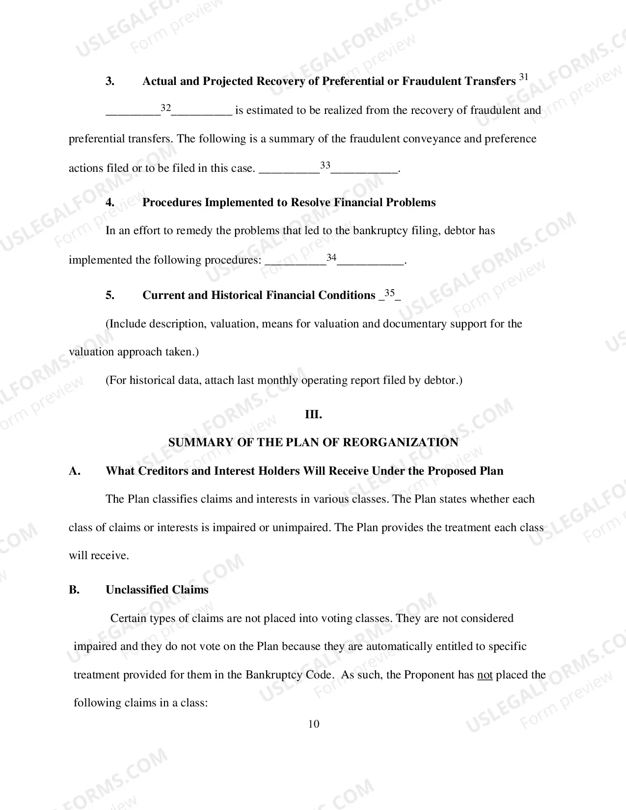 Preview Chapter 11 Disclosure Statement