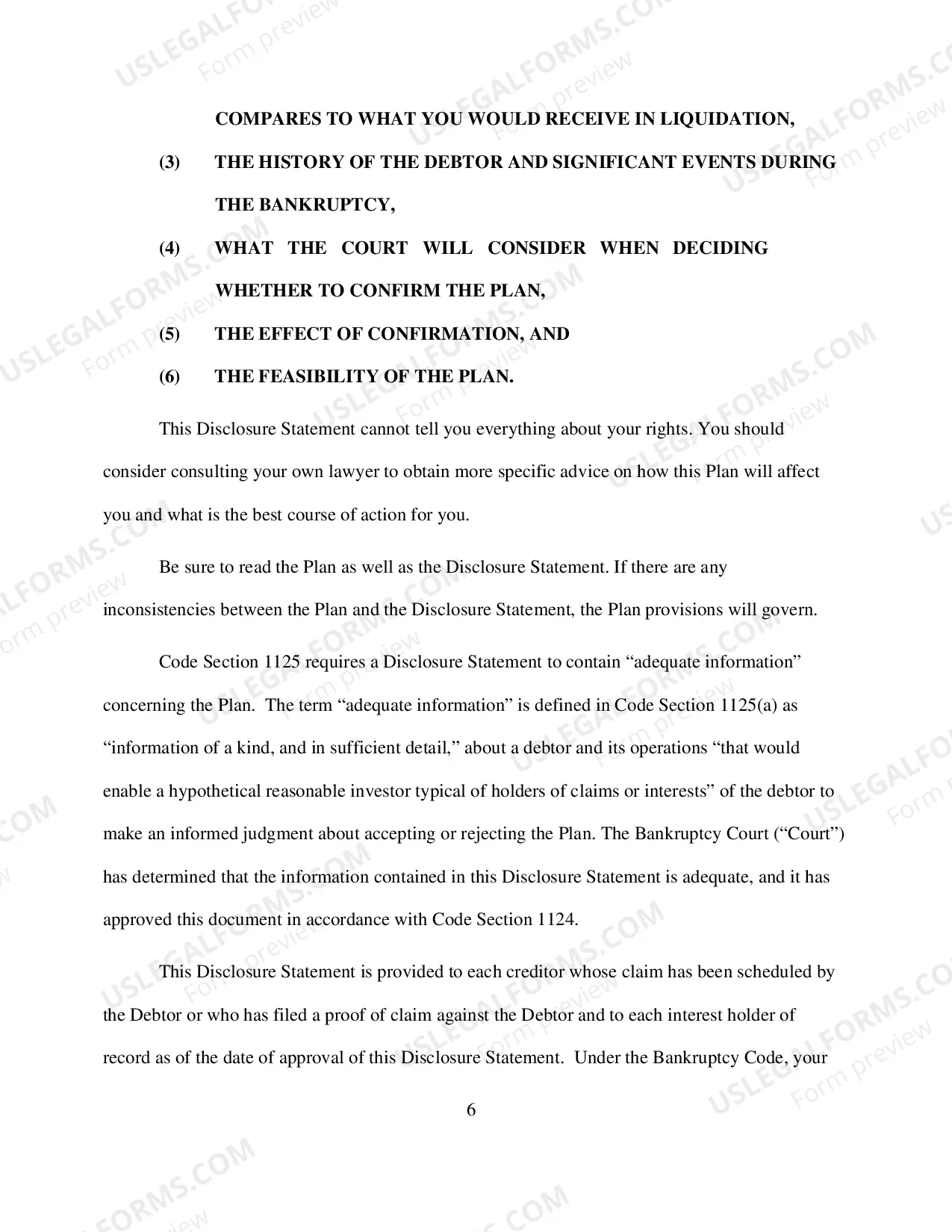 Preview Chapter 11 Disclosure Statement