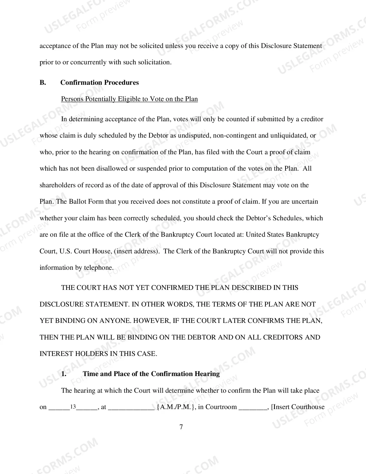 Preview Chapter 11 Disclosure Statement