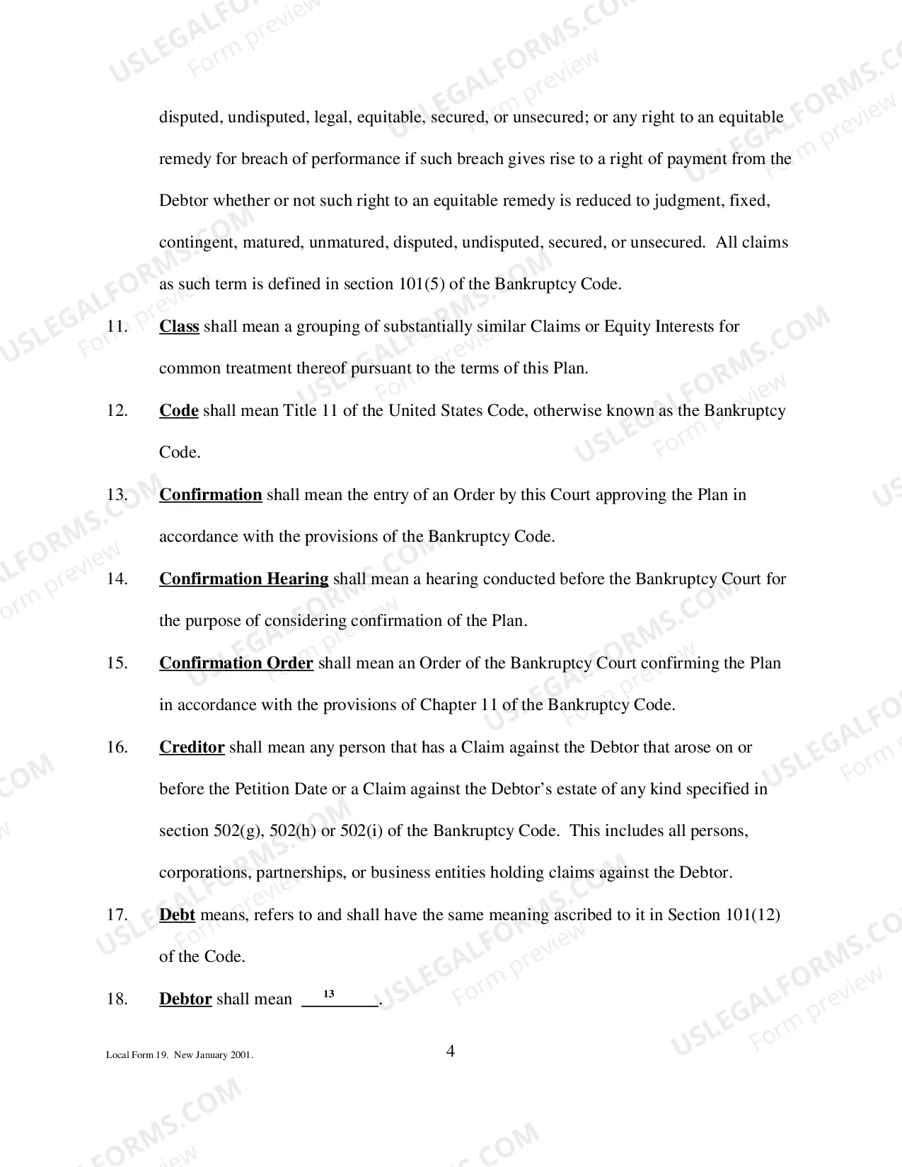 Preview Chapter 11 Plan
