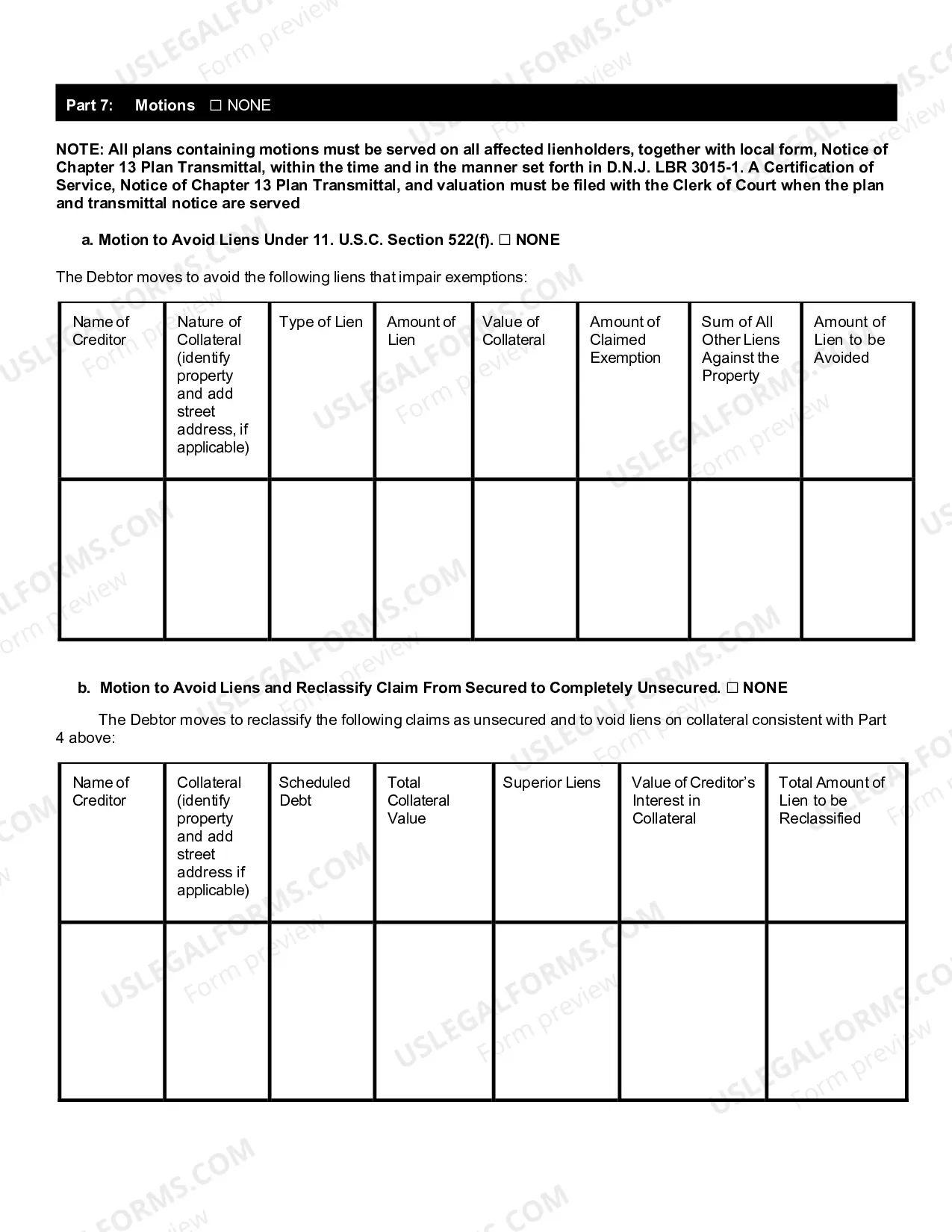 Preview Chapter 13 Plan and Motions