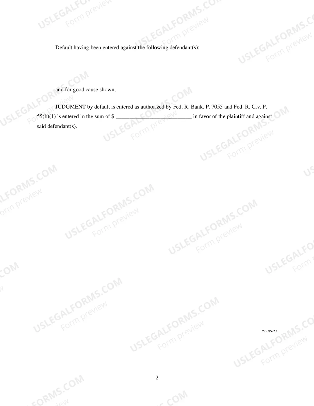 Preview Default Judgment For A Sum Certain