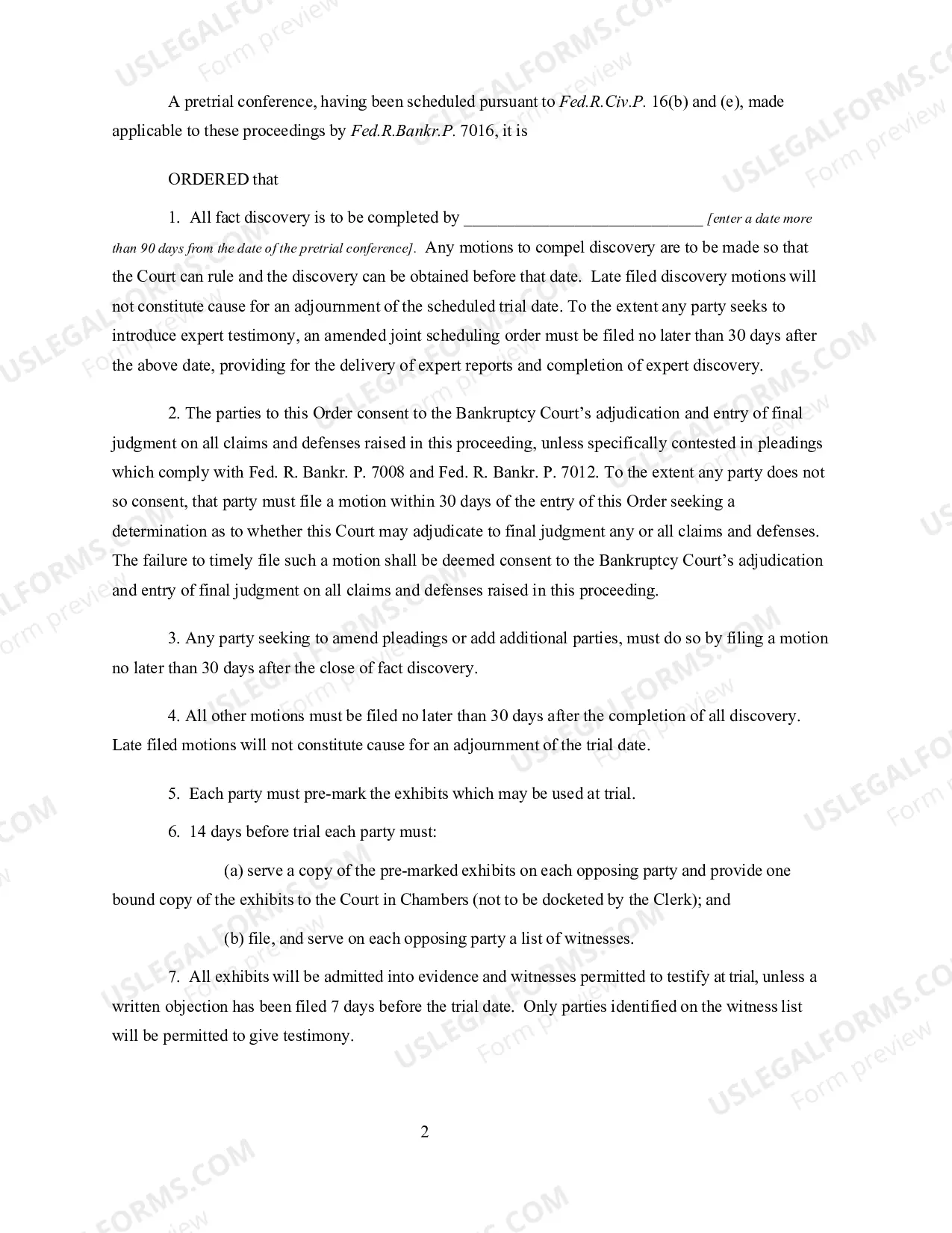 Preview Joint Order Scheduling Pretrial Proceedings and Trial