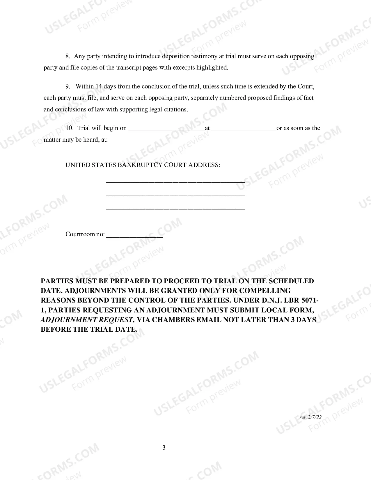 Preview Joint Order Scheduling Pretrial Proceedings and Trial