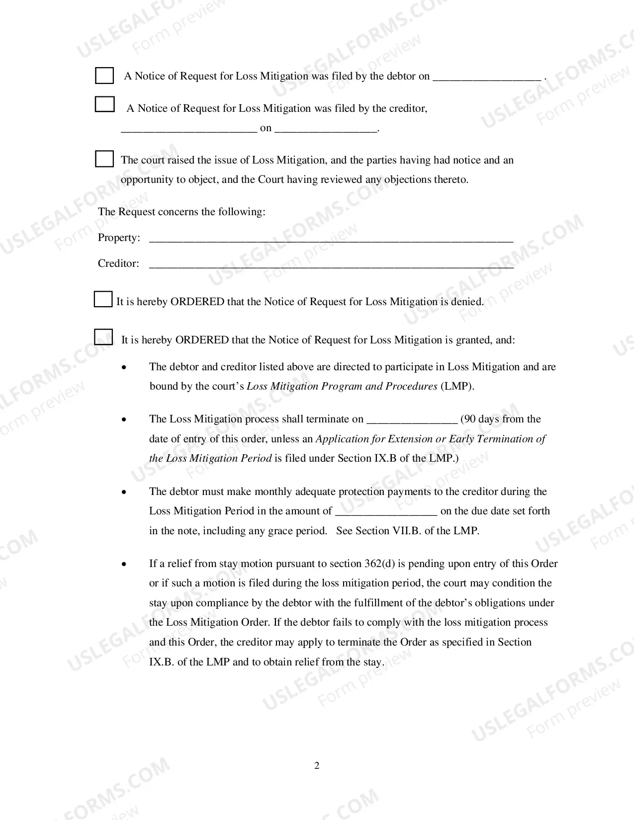 Preview Loss Mitigation Order (NJB LMO)