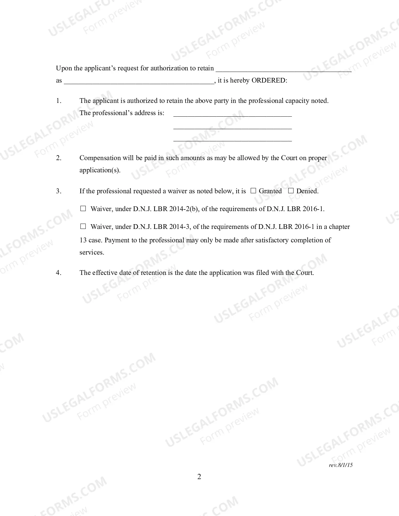 Preview Order Authorizing Retention