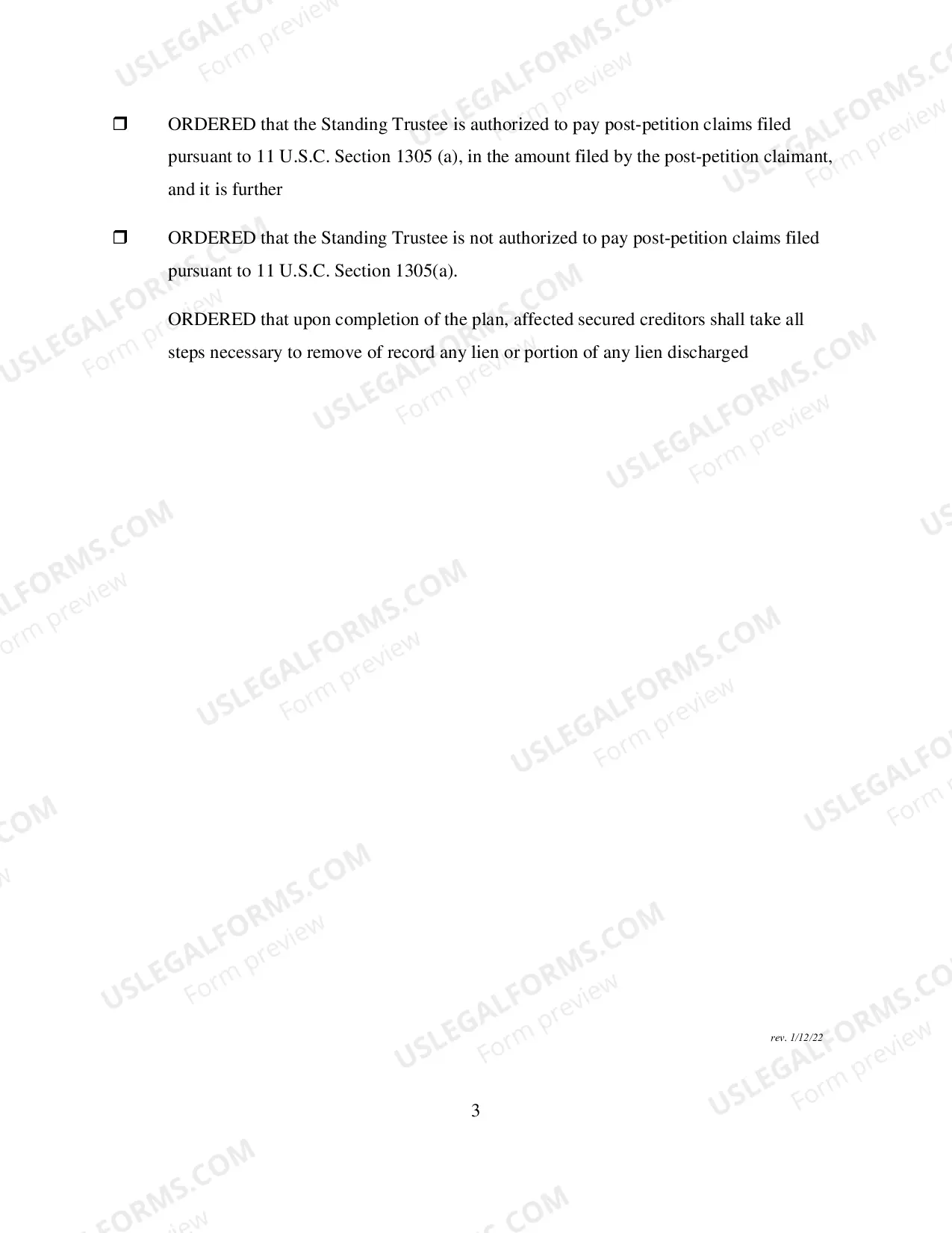 Preview Order Confirming Chapter 13 Plan