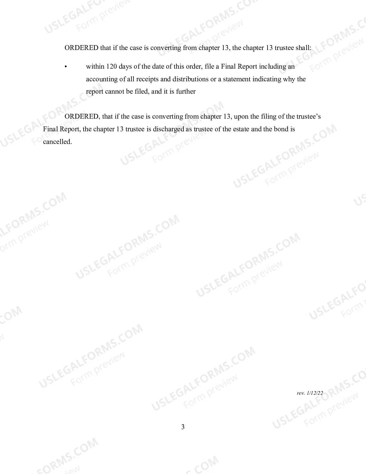 Preview Order Converting Case to Chapter 7