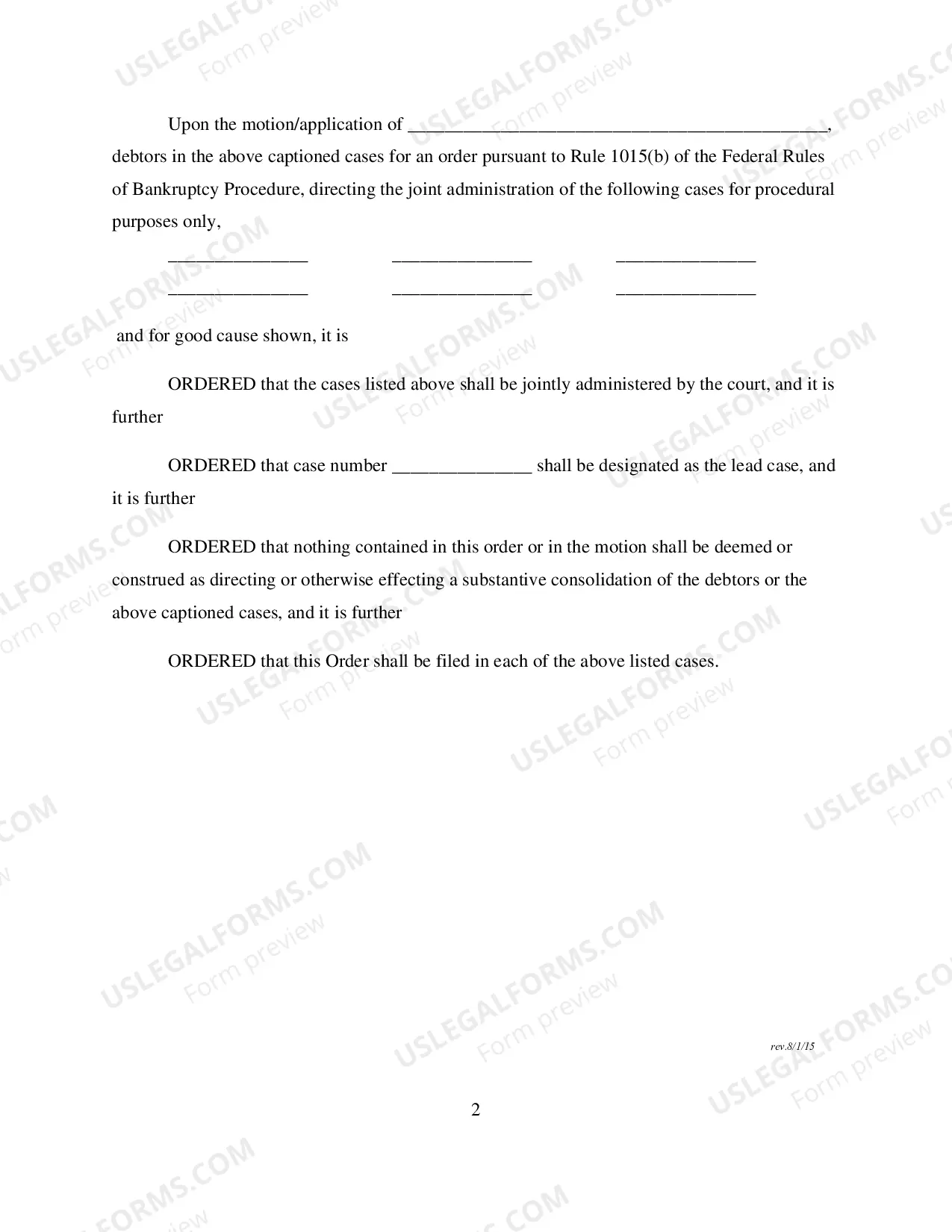 Preview Order Directing Joint Administration of Cases