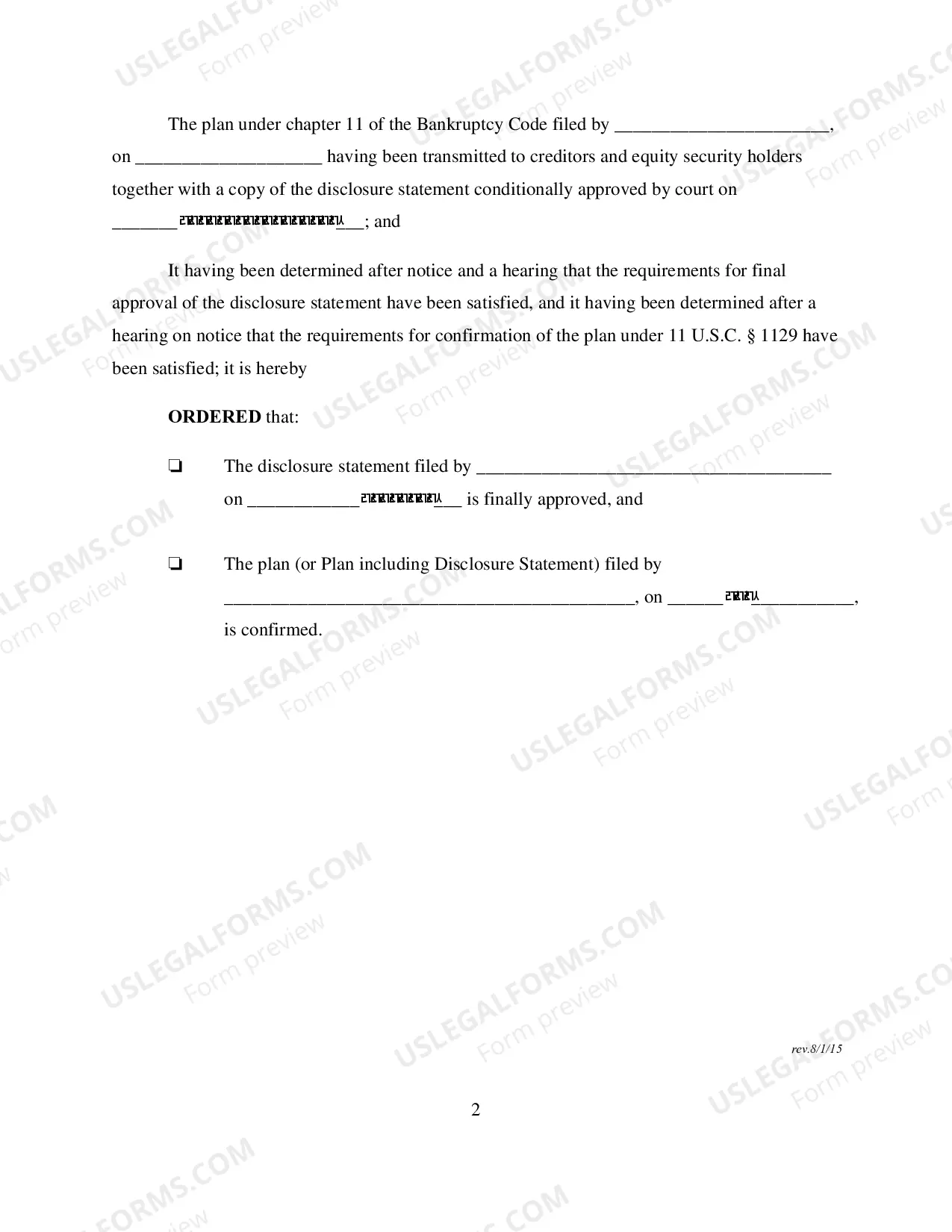 Preview Order Finally Approving Disclosure Statement and Confirming Plan