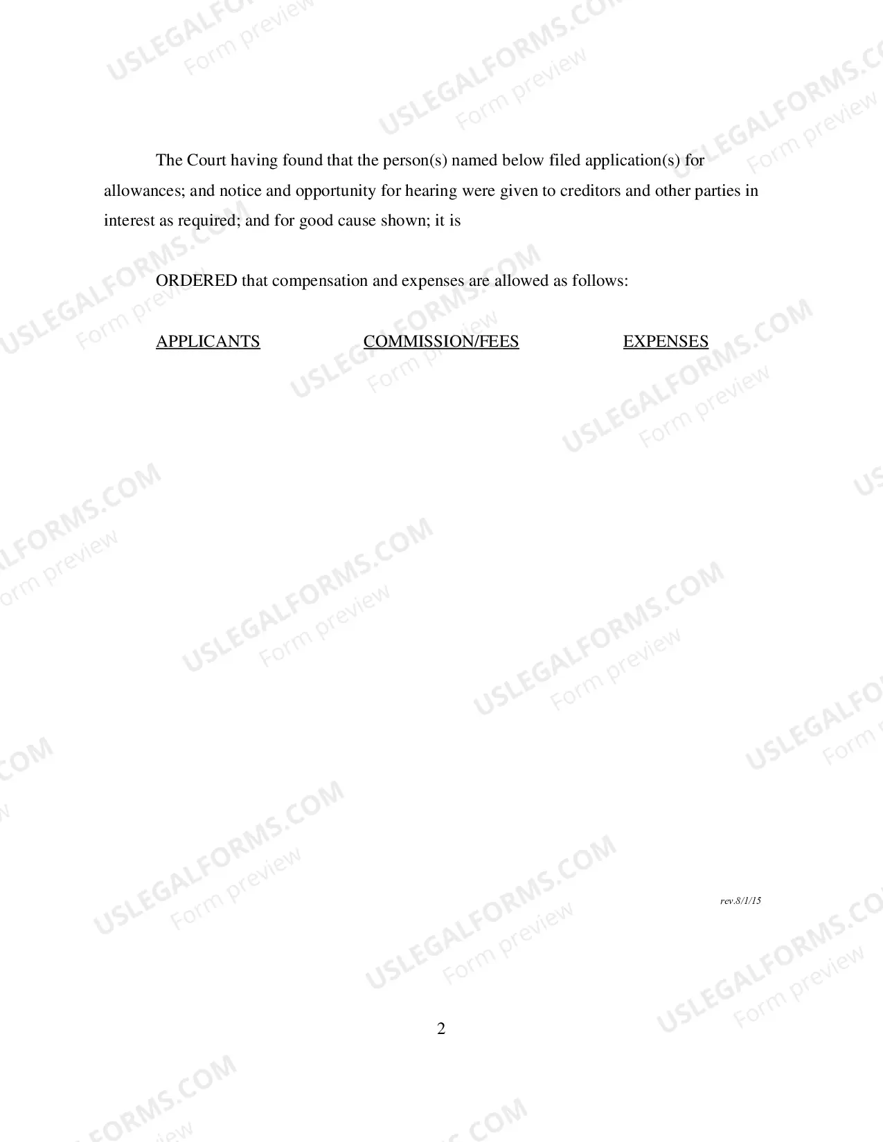 Preview Order Granting Allowances
