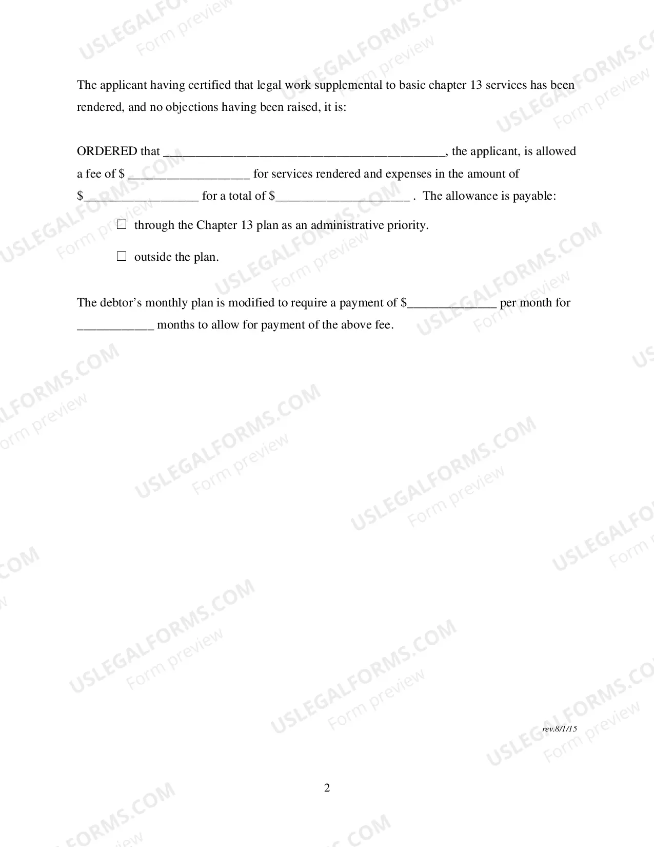 Preview Order Granting Supplemental Chapter 13 Fees