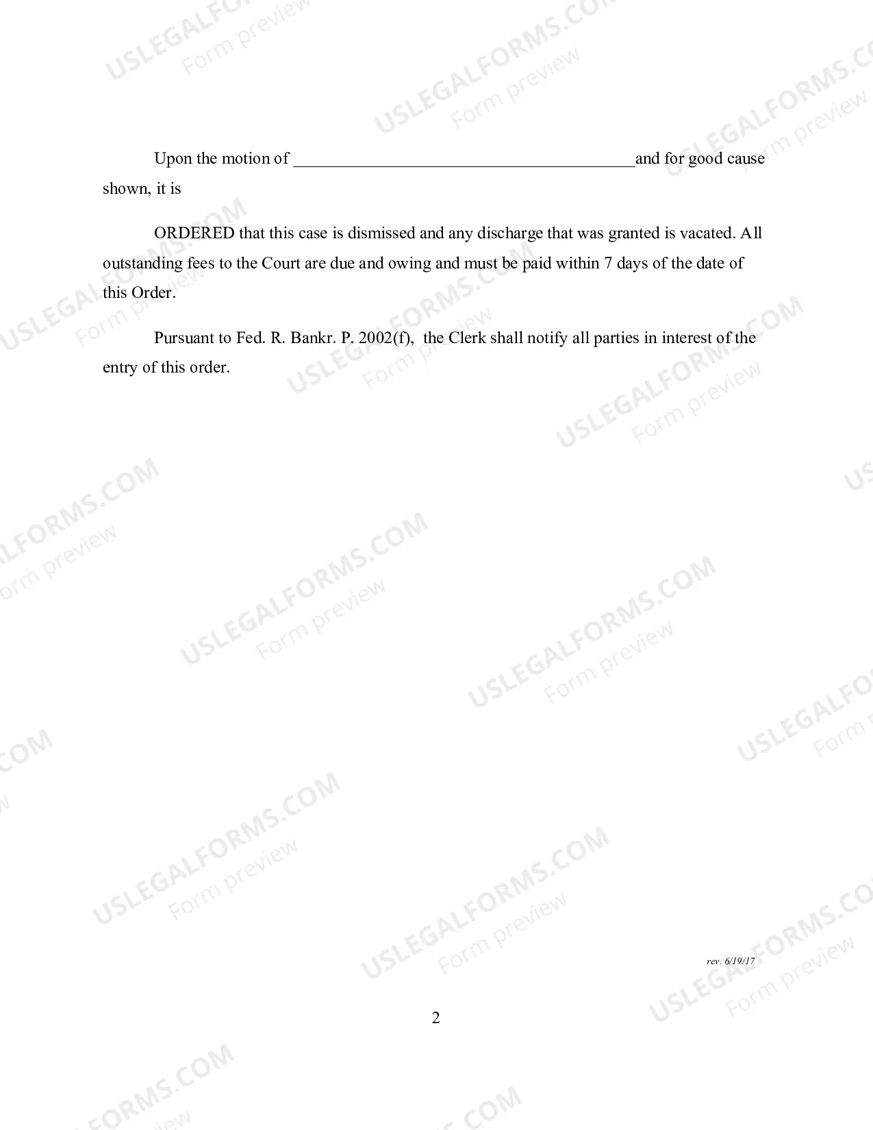 Preview Order of Dismissal