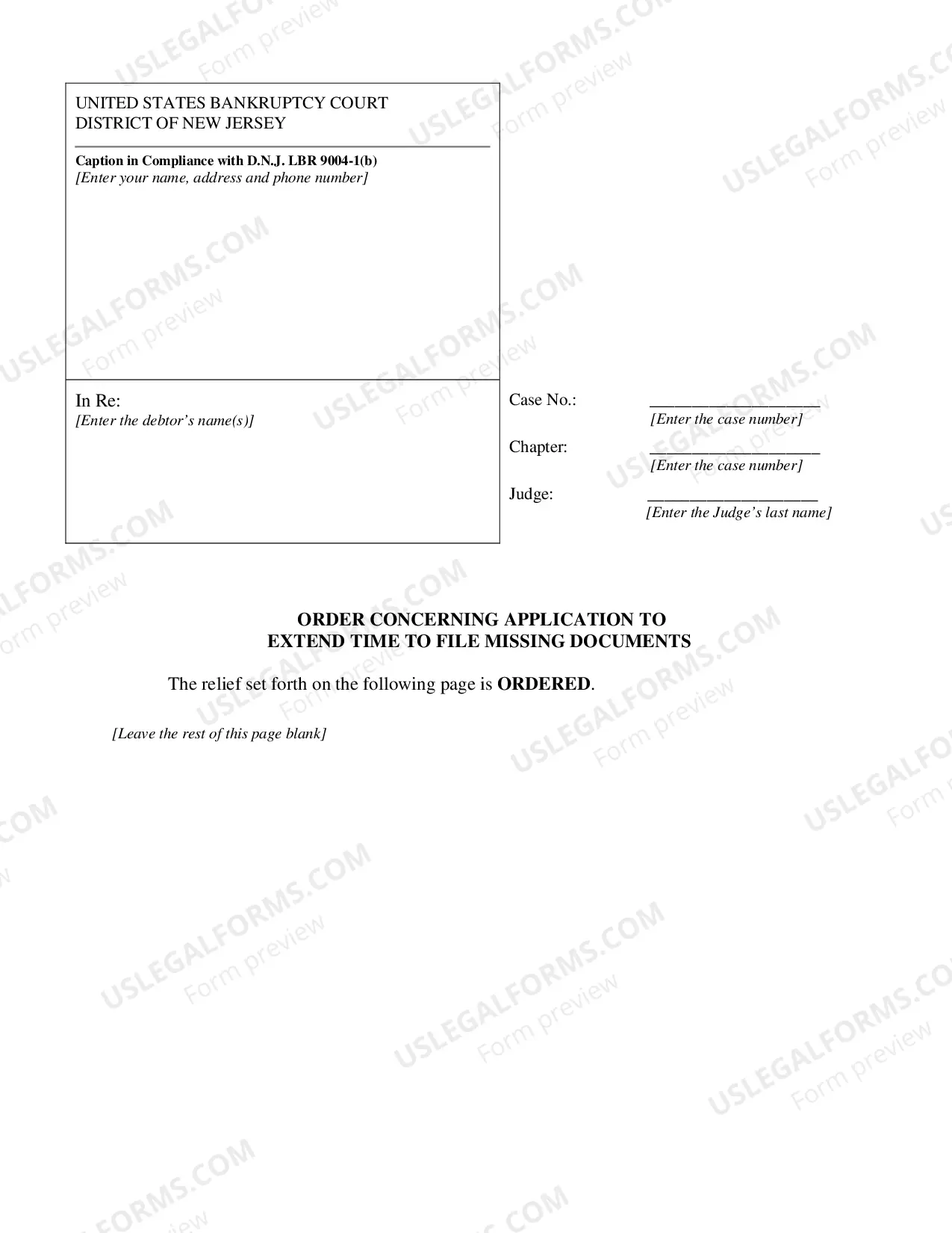 Preview Application to Extend Time to File Missing Documents