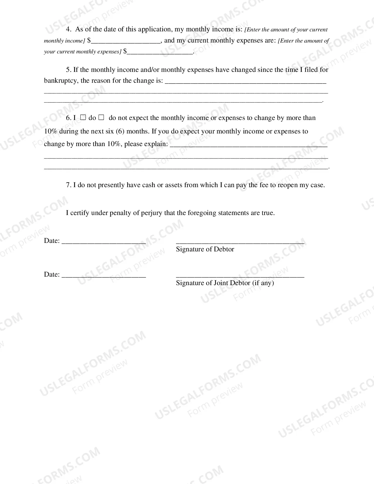 Preview Application to Waive the Fee to Reopen Bankruptcy Case