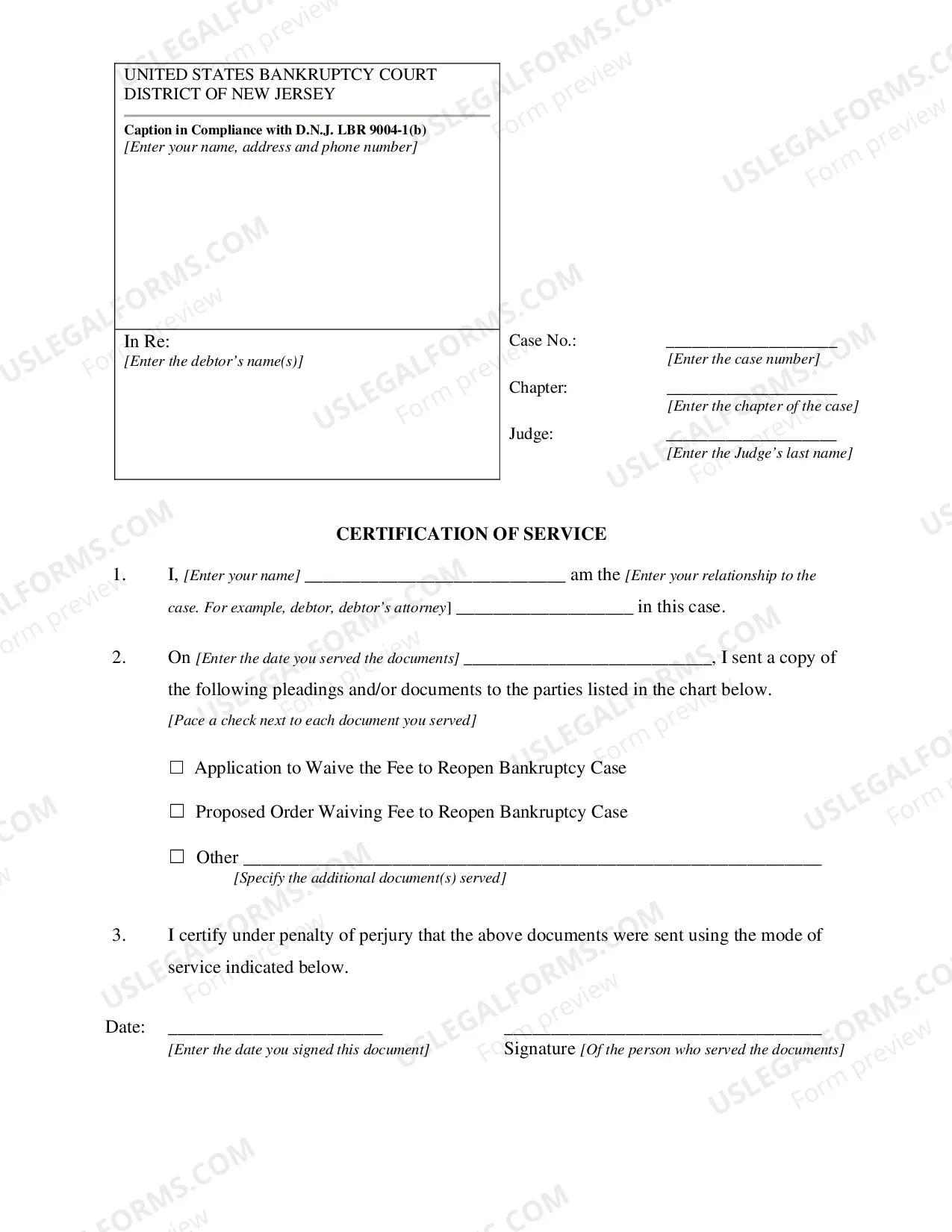 Preview Application to Waive the Fee to Reopen Bankruptcy Case