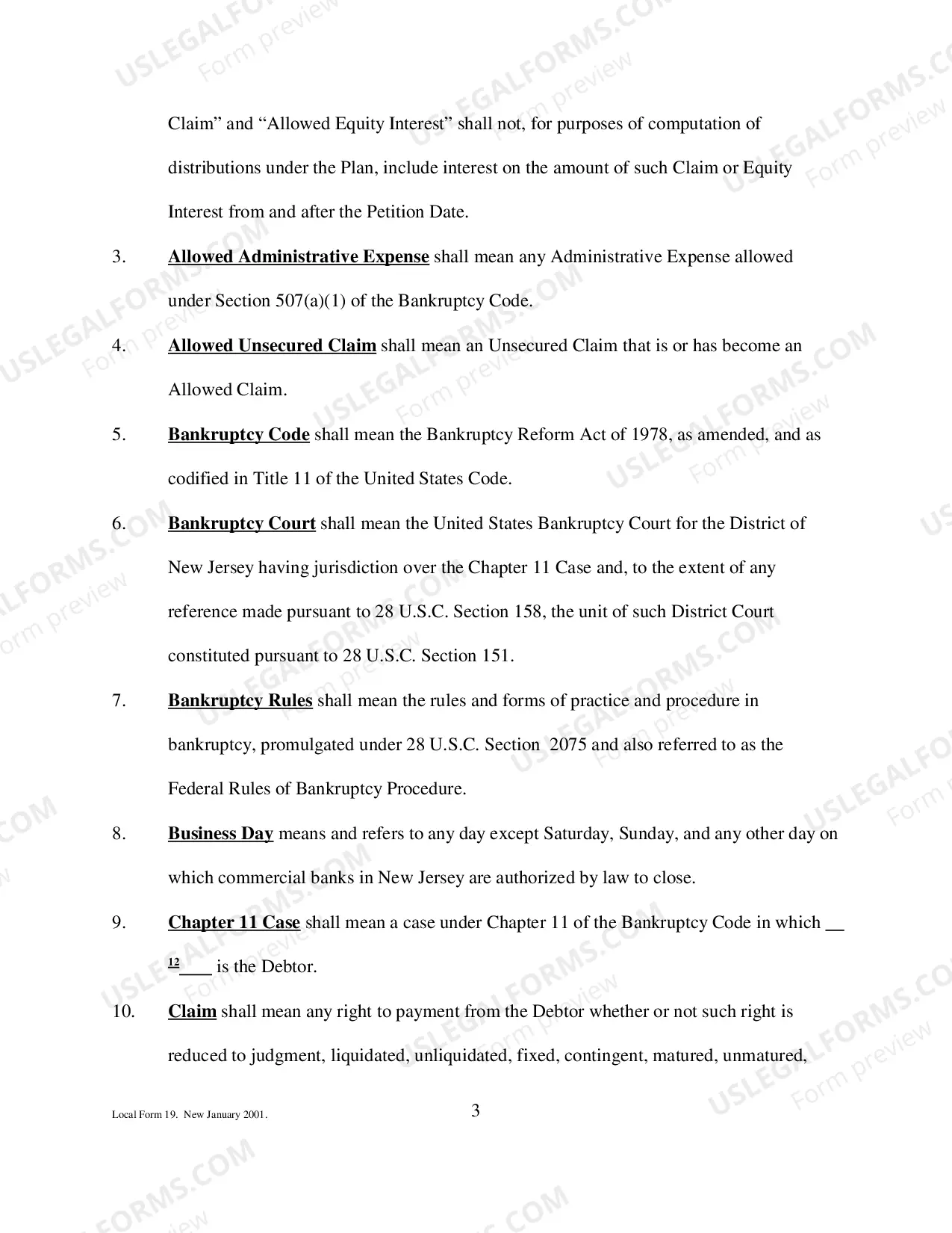 Preview Chapter 11 Plan