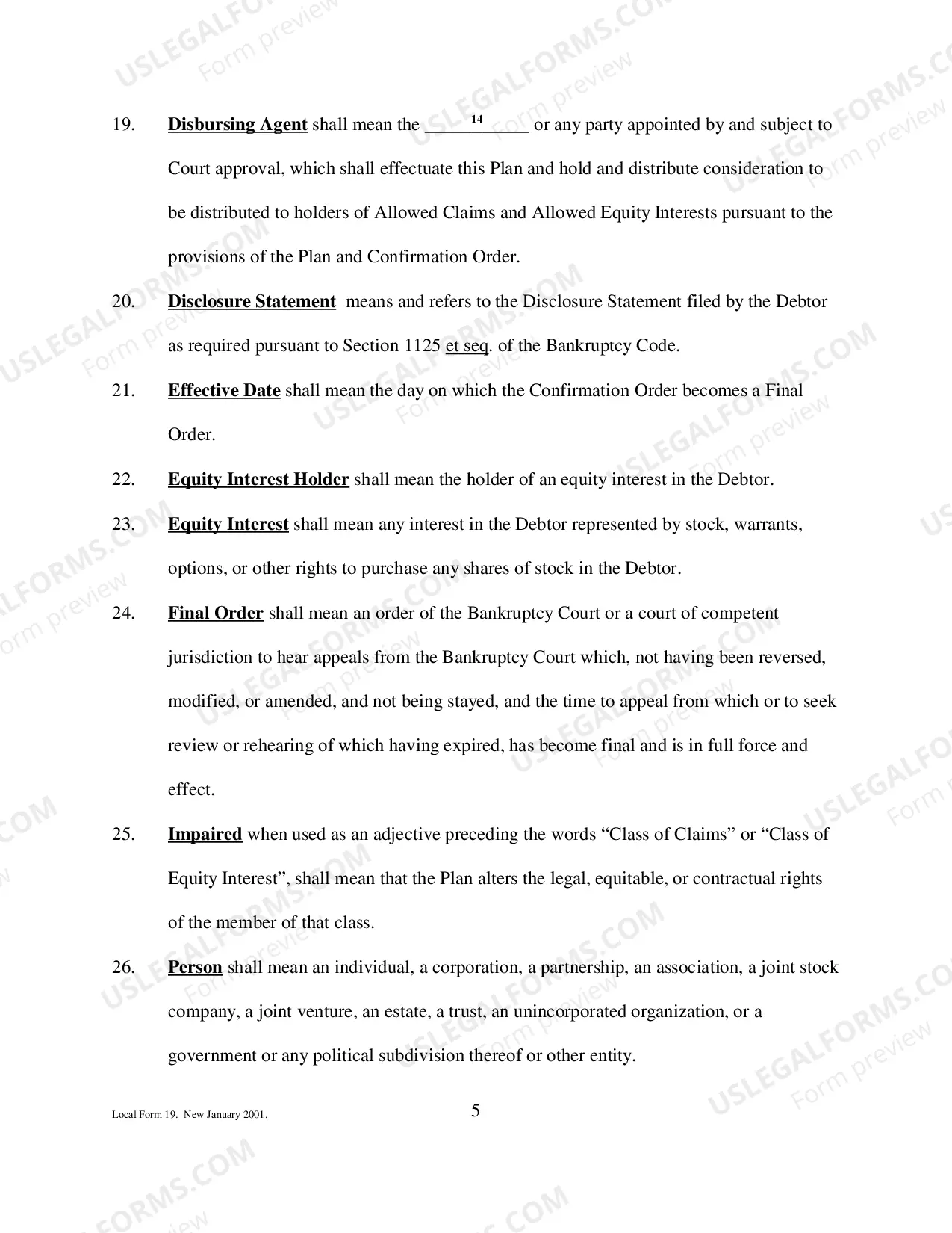 Preview Chapter 11 Plan