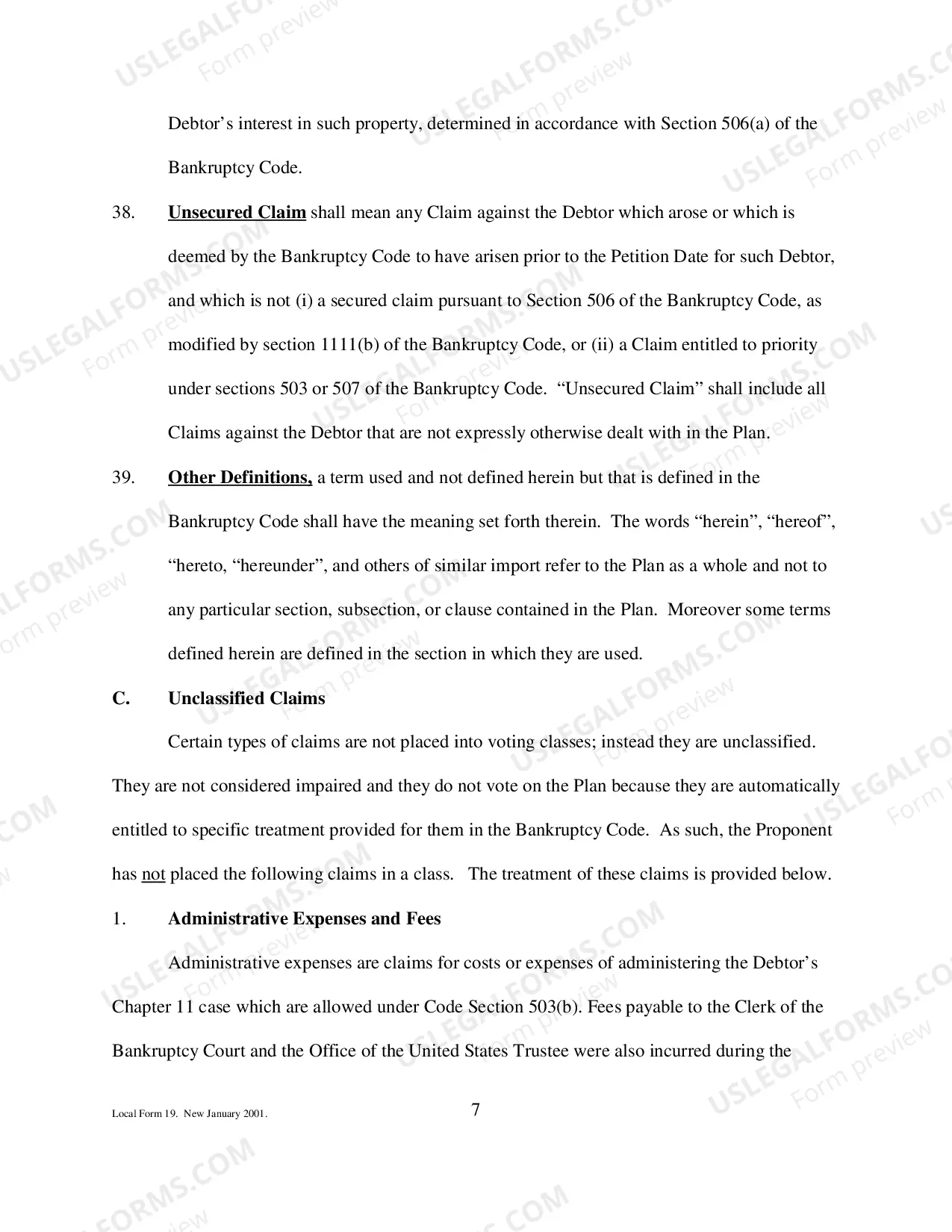 Preview Chapter 11 Plan