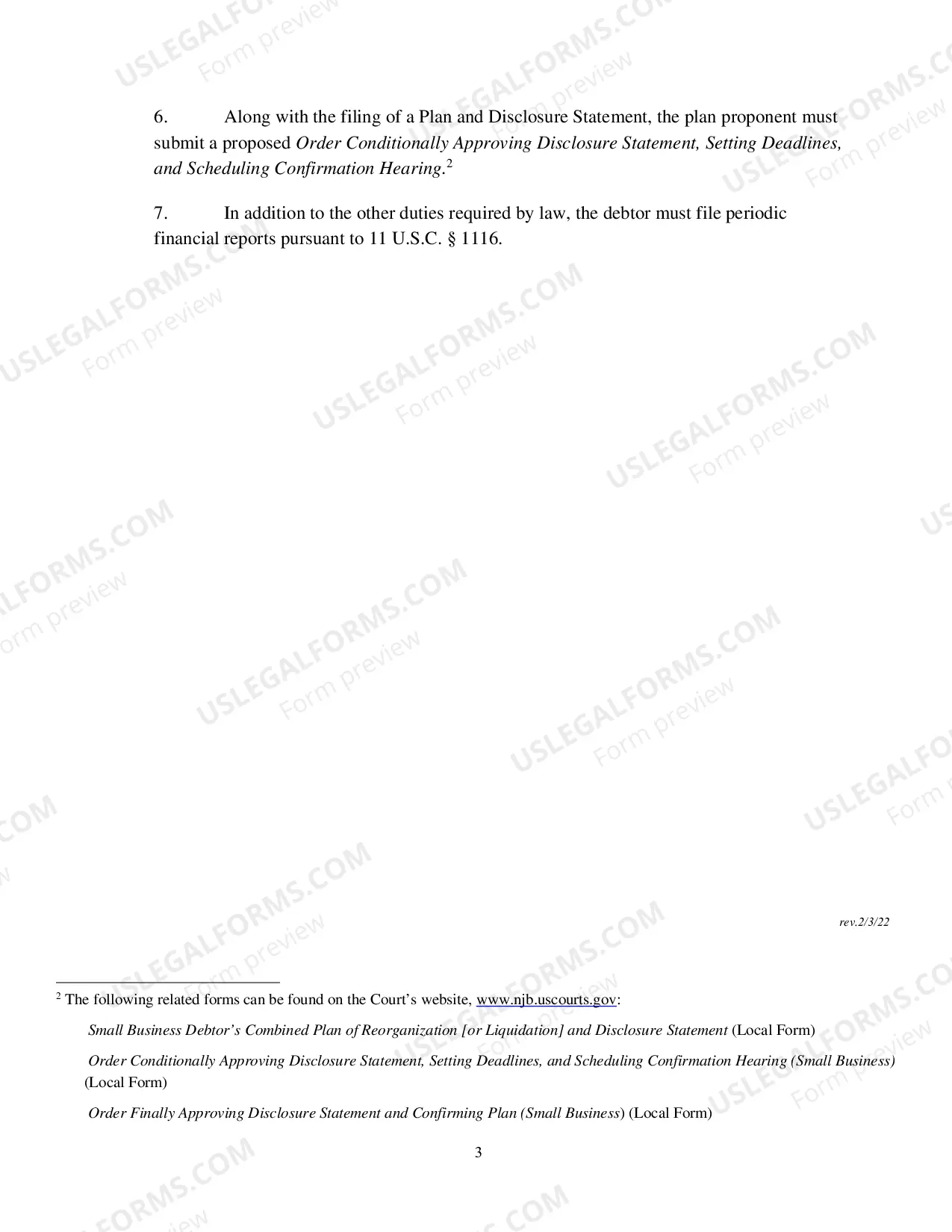 Preview Chapter 11 Small Business Scheduling Order