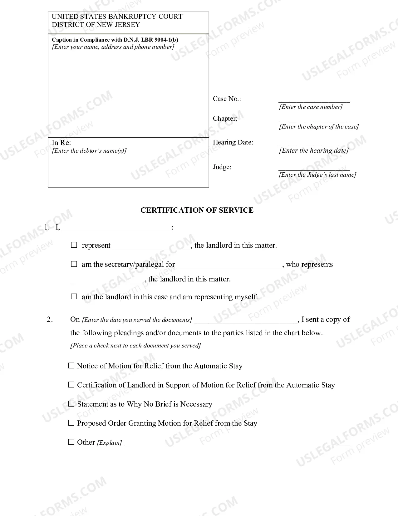 Preview Motion for Relief from the Automatic Stay (Landlord)