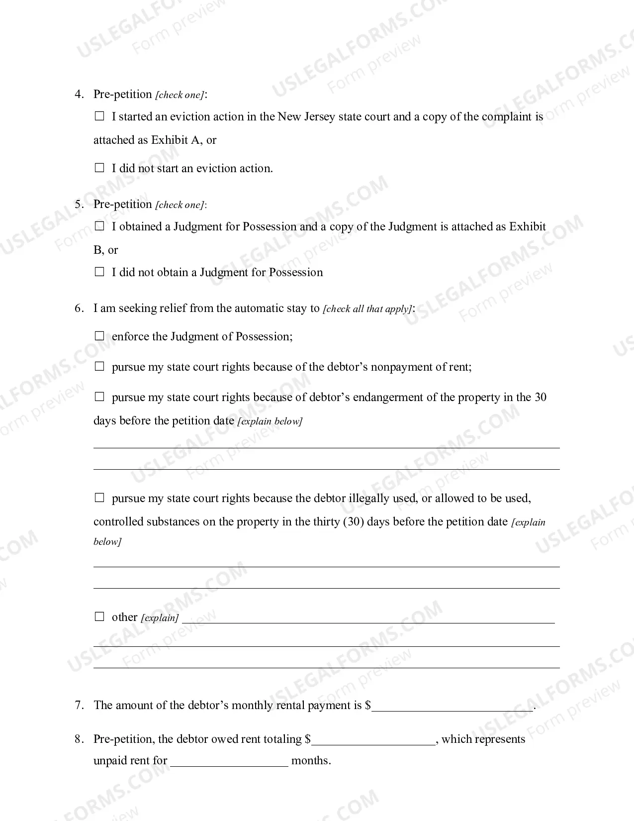 Preview Motion for Relief from the Automatic Stay (Landlord)