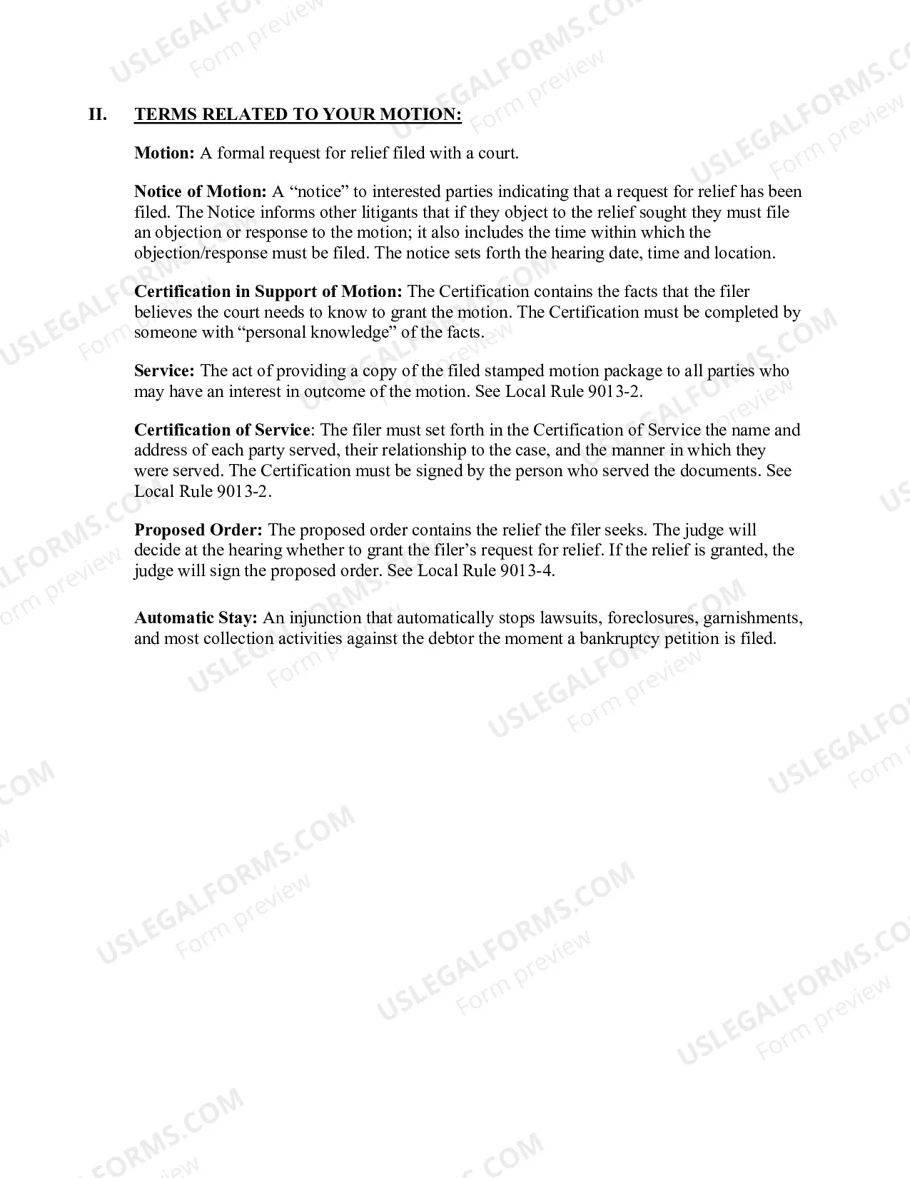 Preview Motion to Reinstate the Automatic Stay