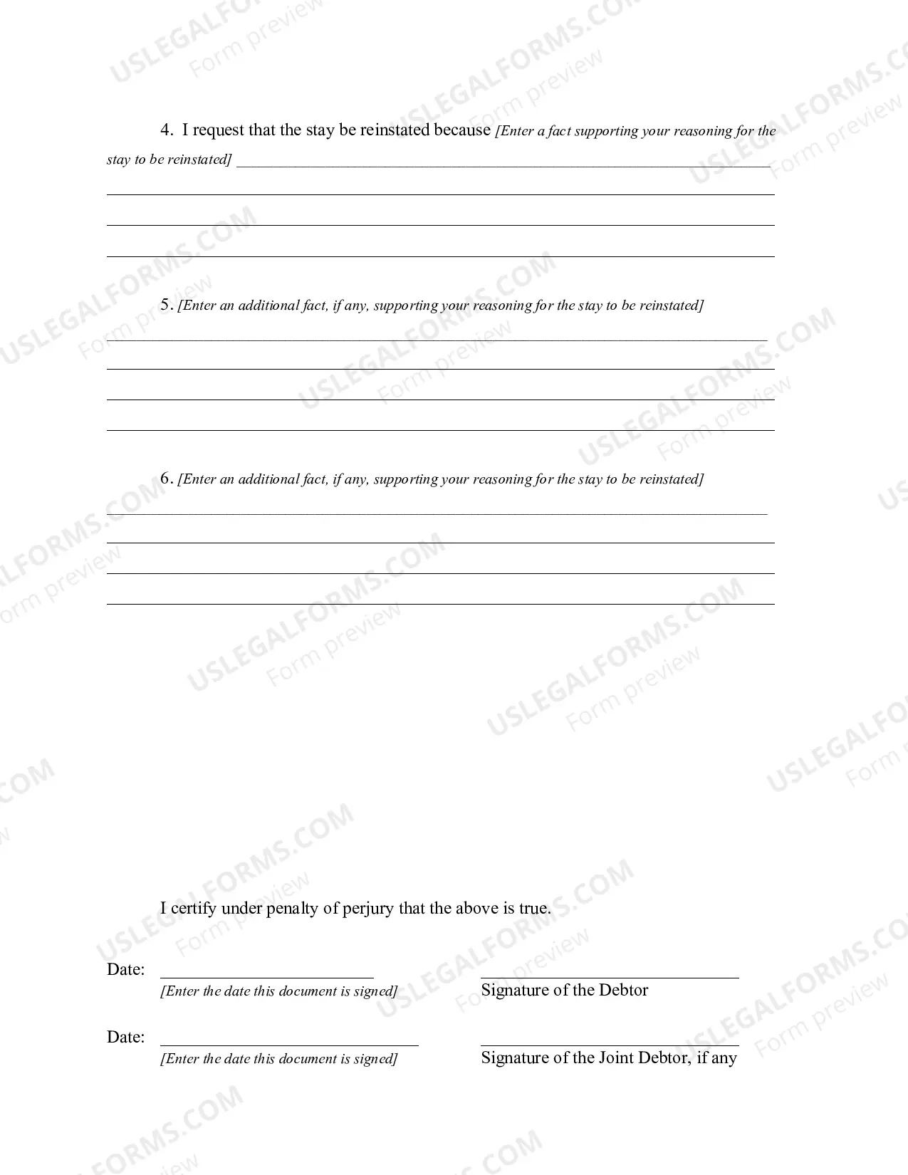 Preview Motion to Reinstate the Automatic Stay