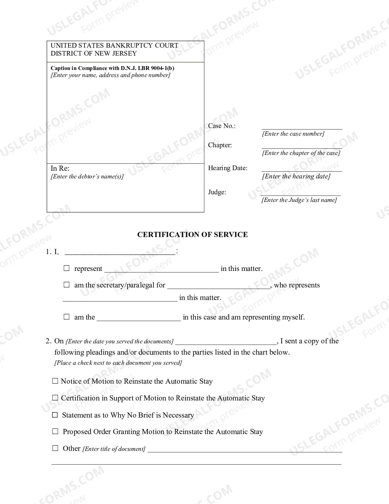 Preview Motion to Reinstate the Automatic Stay