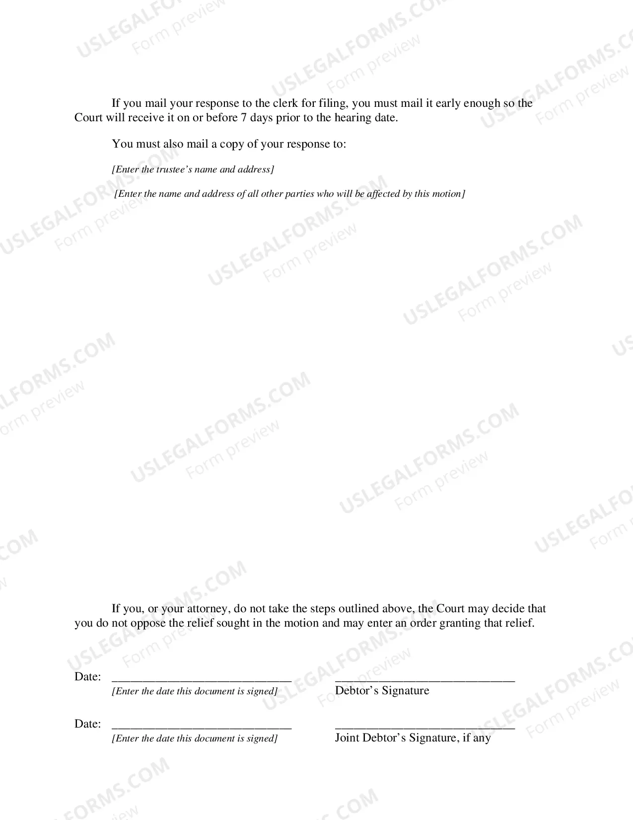 Preview Motion to Reopen a Case to File Certification About a Financial Management Course