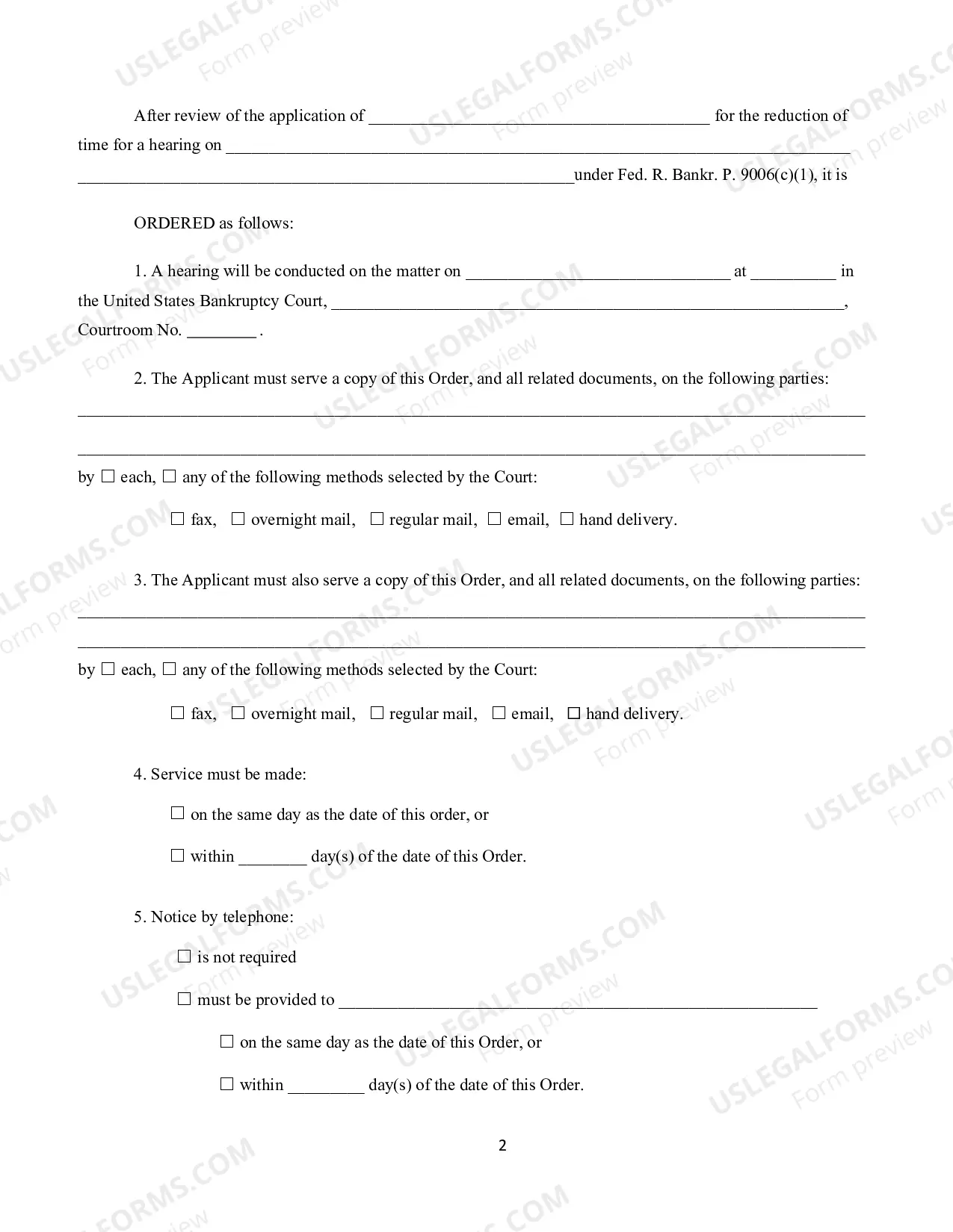 Preview Order Shortening Time Period for Notice, Setting Hearing and Limiting Notice