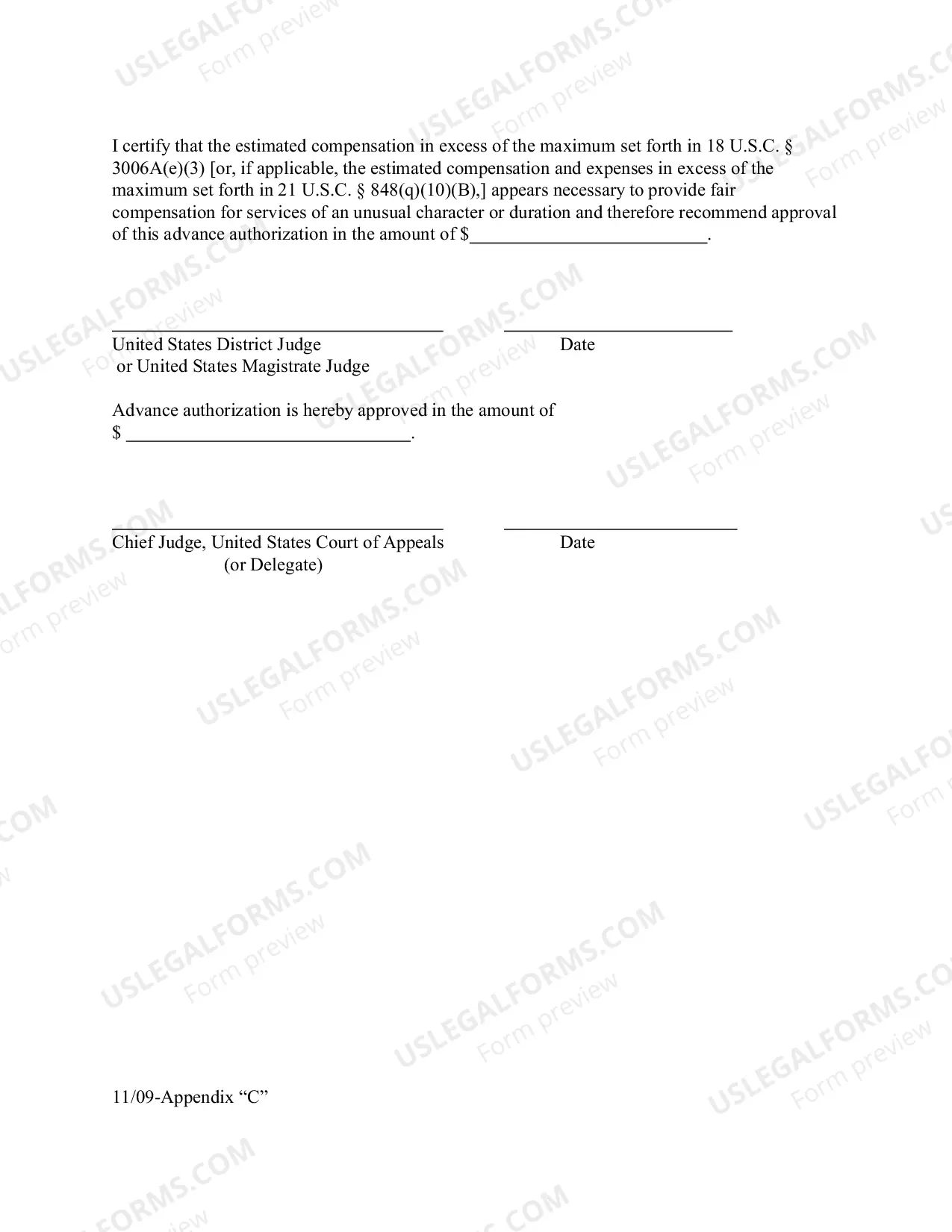 Preview Memorandum for Advanced Authorization for Investigative, Expert or other Services