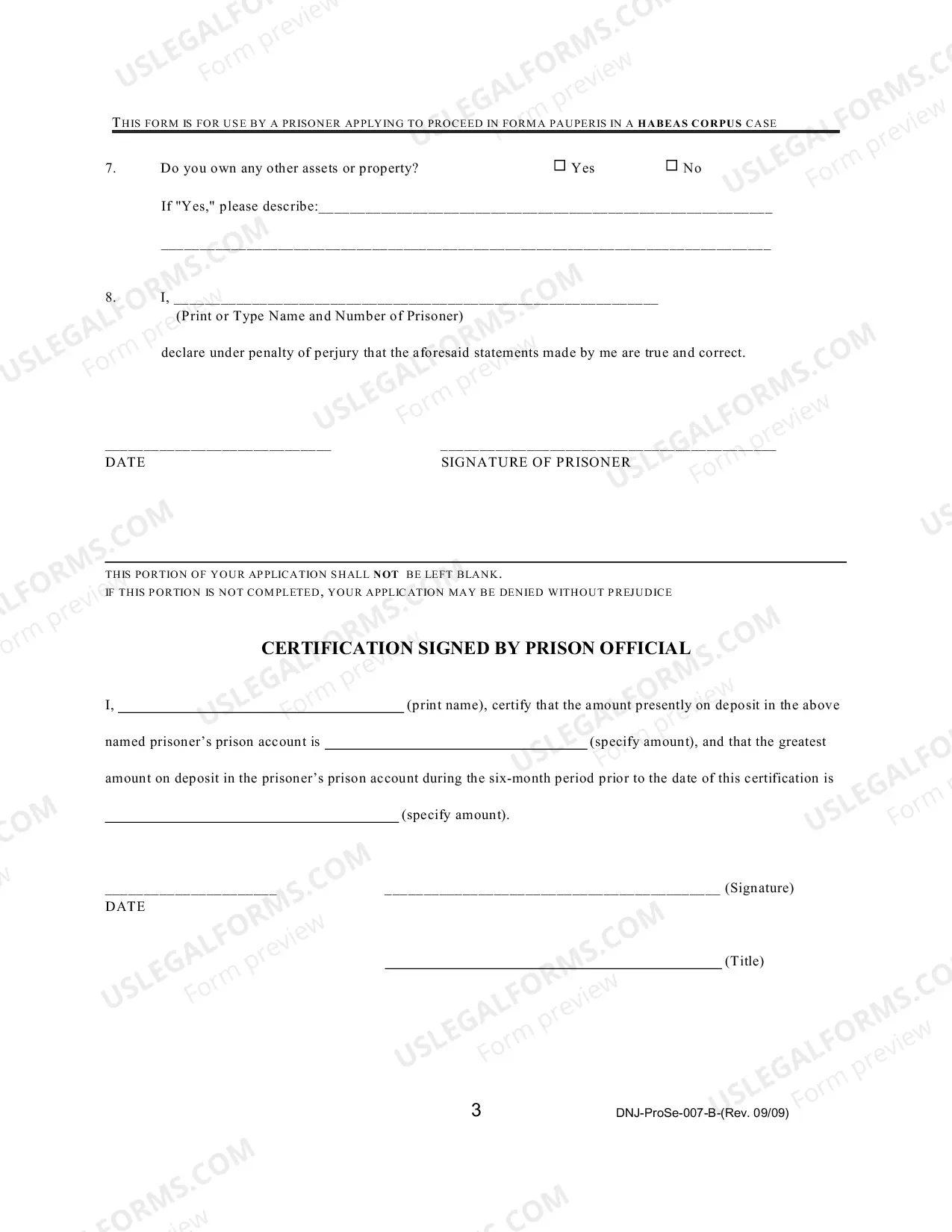 Preview Prisoner Applying to Proceed In Forma Pauperis In A Habeas Corpus Case