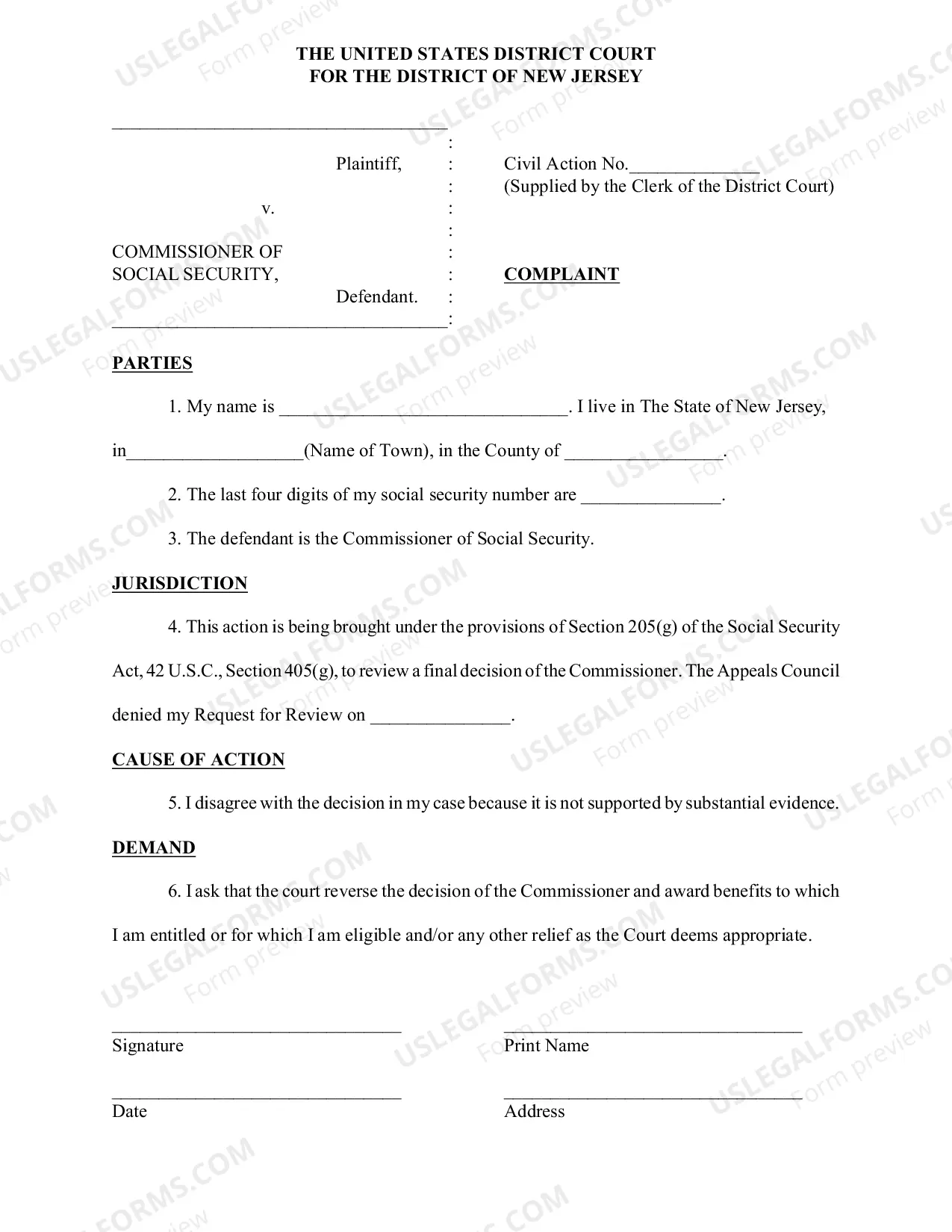 Preview Social Security Complaint