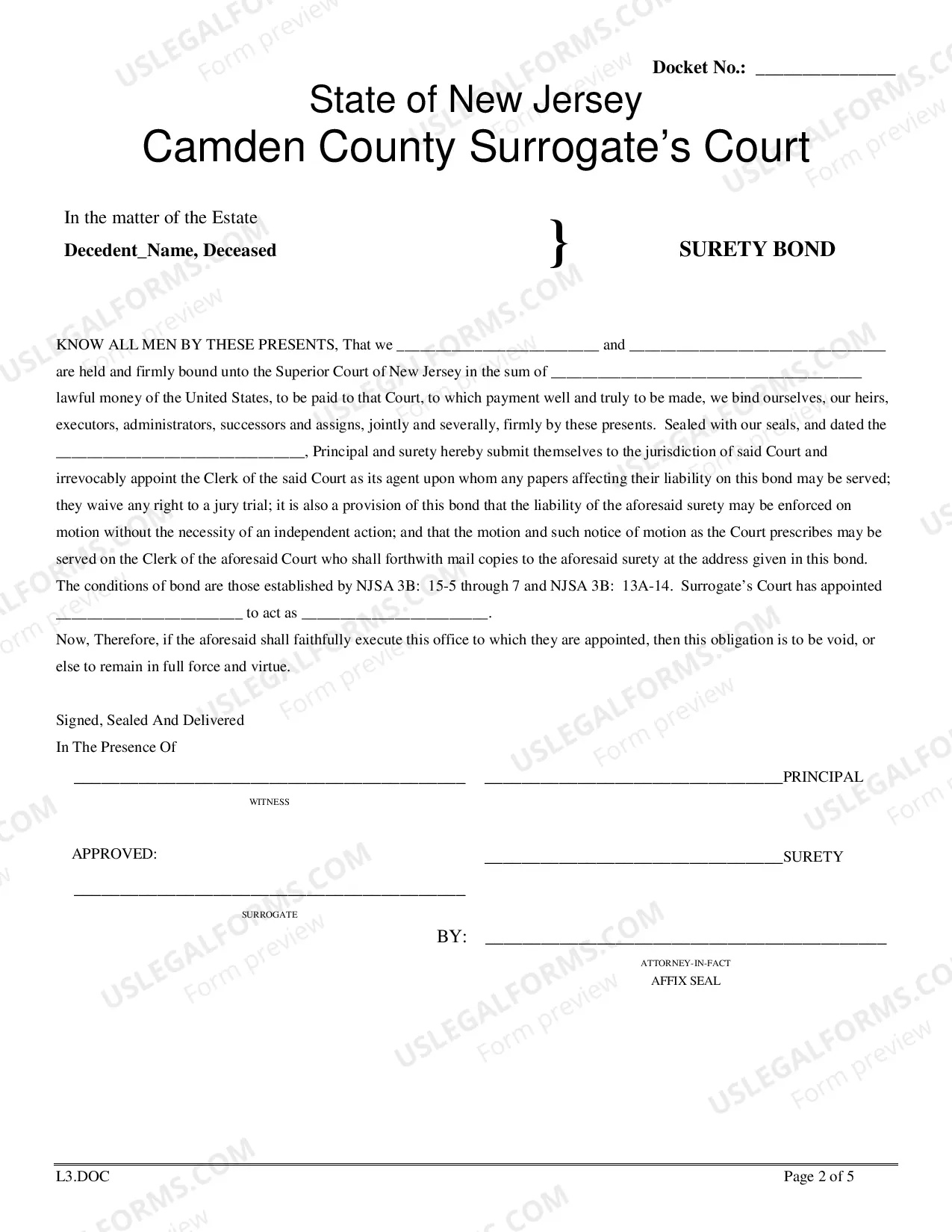 Preview Surety Bond