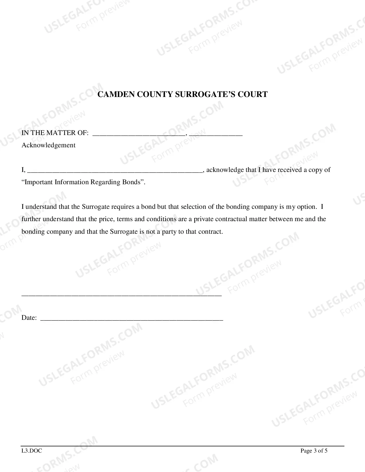 Preview Surety Bond