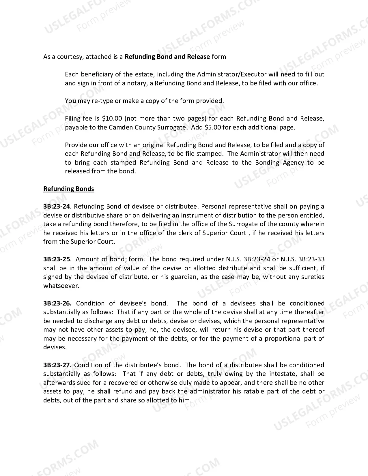 Preview Refunding Bond and Release