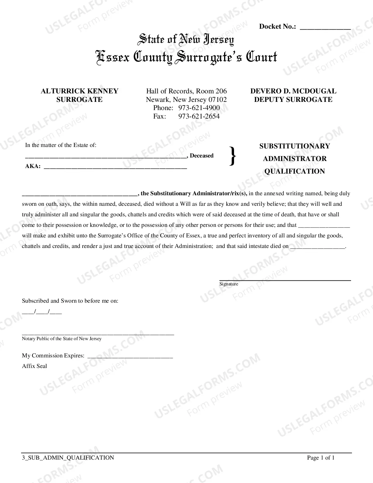 Preview Application For Letters of Substitutionary Administration CTA