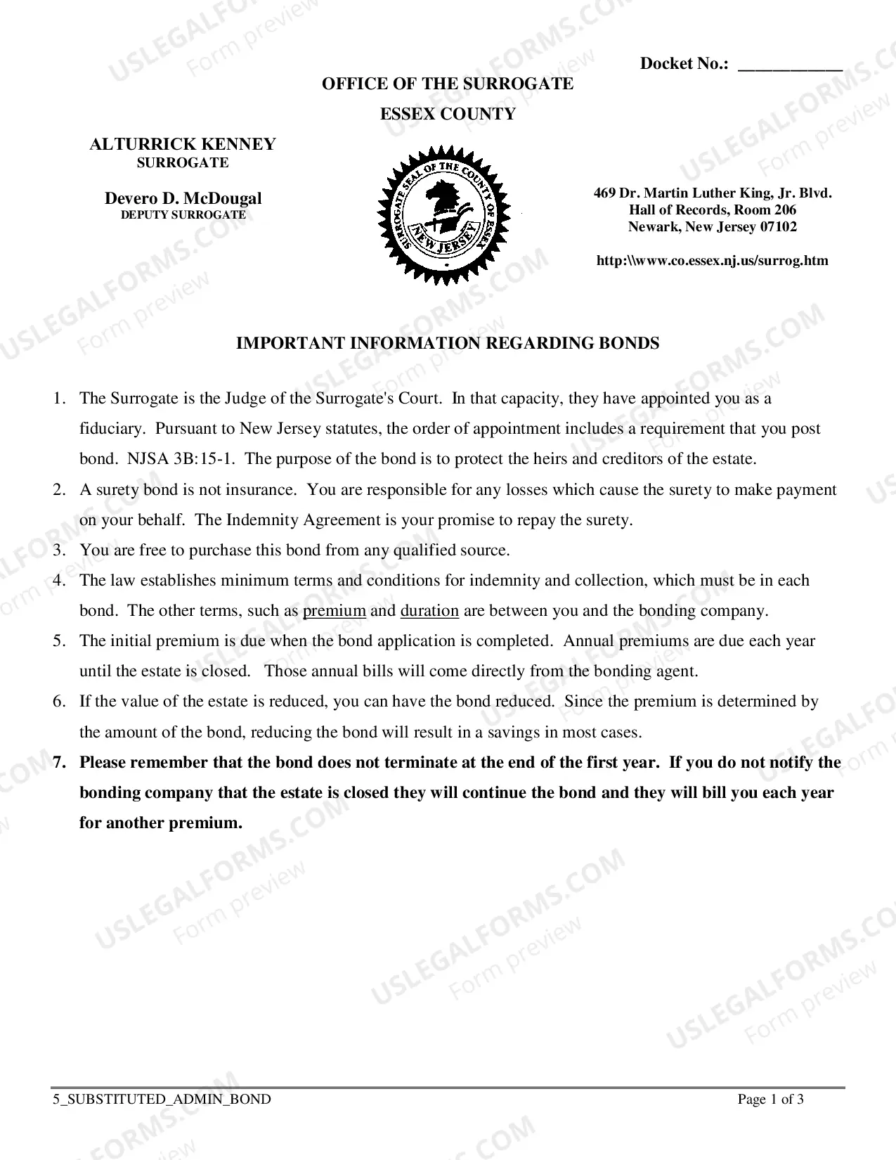 Preview Application For Letters of Substitutionary Administration CTA