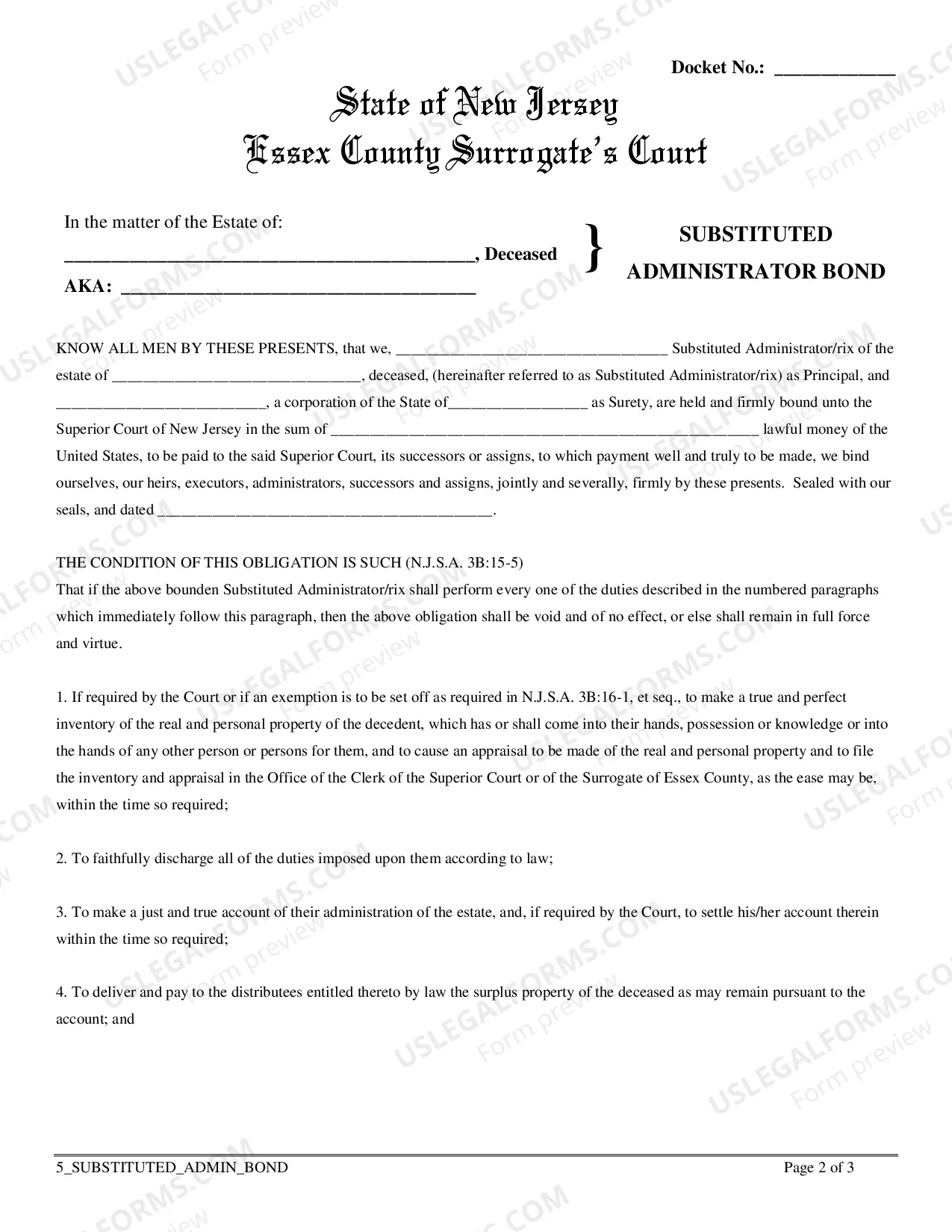 Preview Application For Letters of Substitutionary Administration CTA