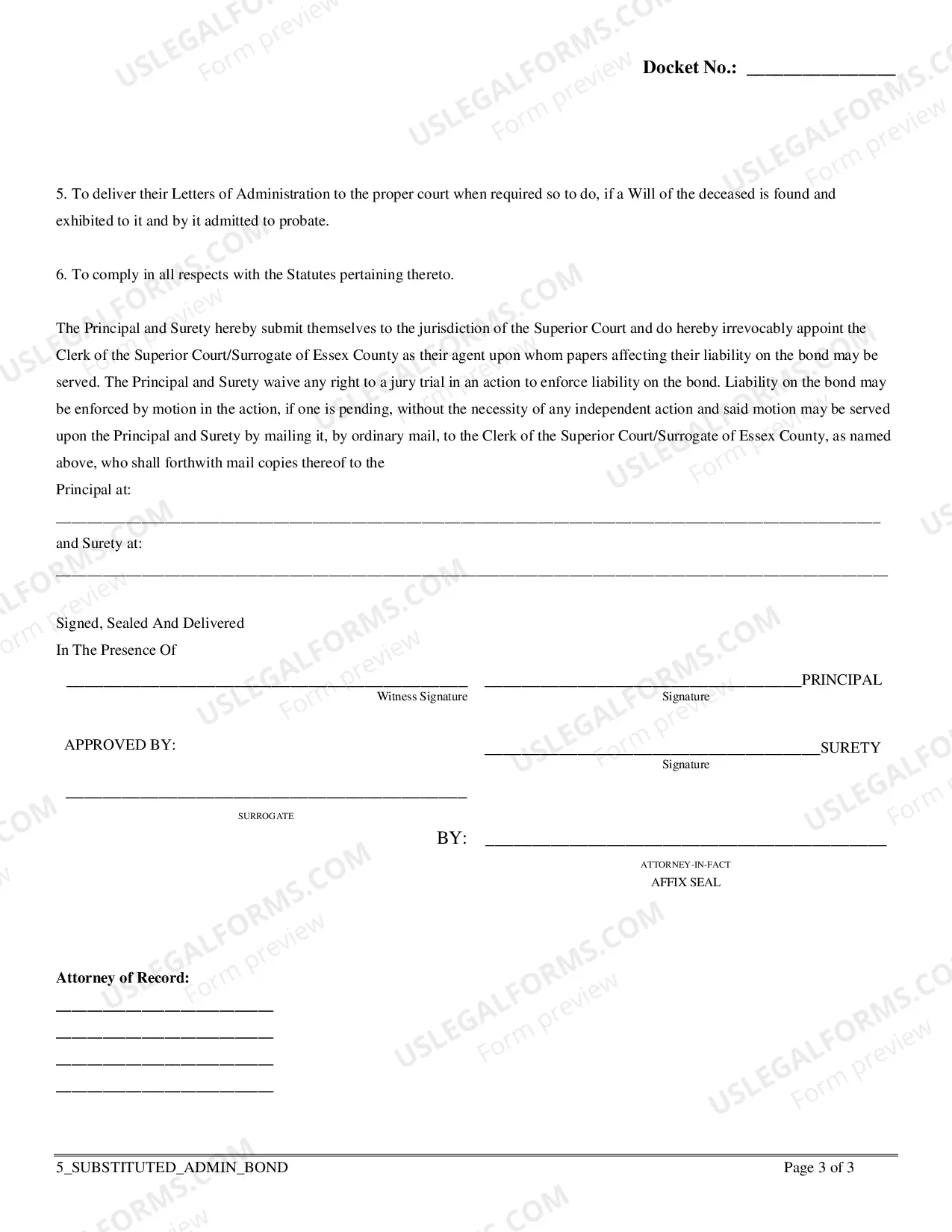 Preview Application For Letters of Substitutionary Administration CTA