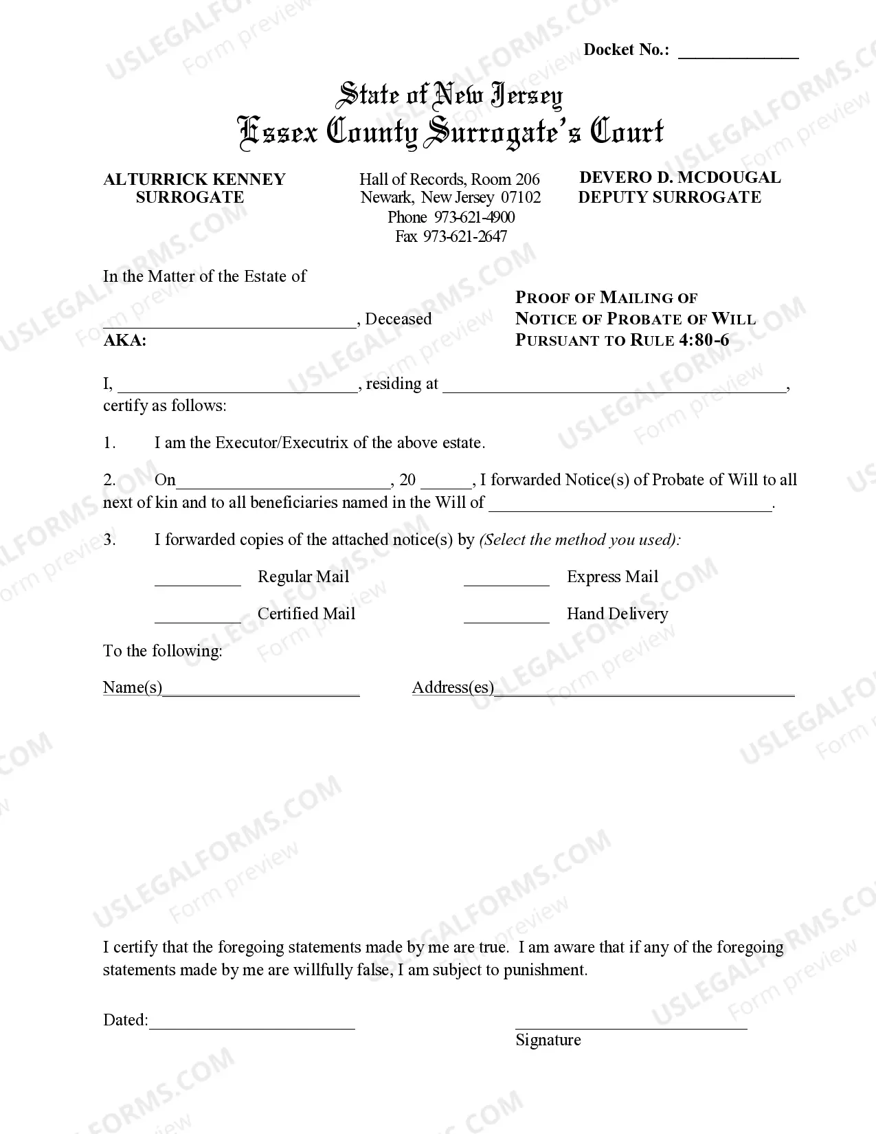 Preview Application For Letters Testamentary to Succeeding Executor