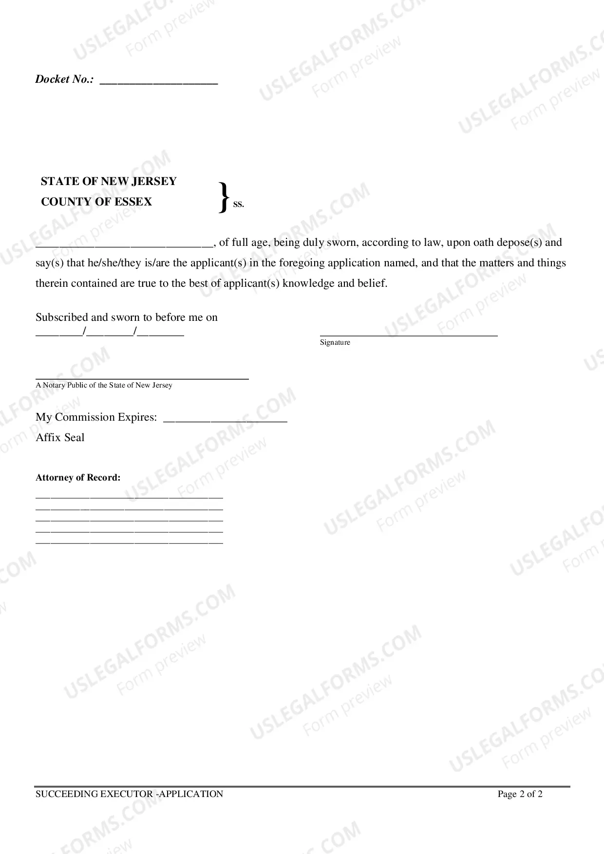 Preview Application For Letters Testamentary to Succeeding Executor