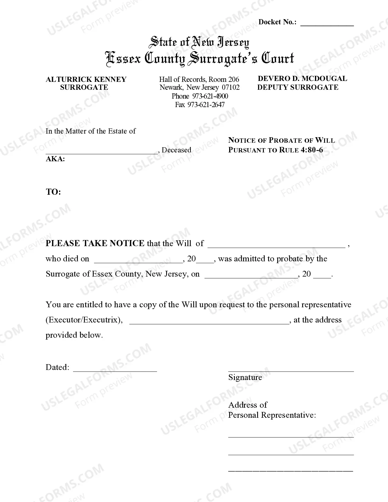 Preview Application For Letters Testamentary to Succeeding Executor