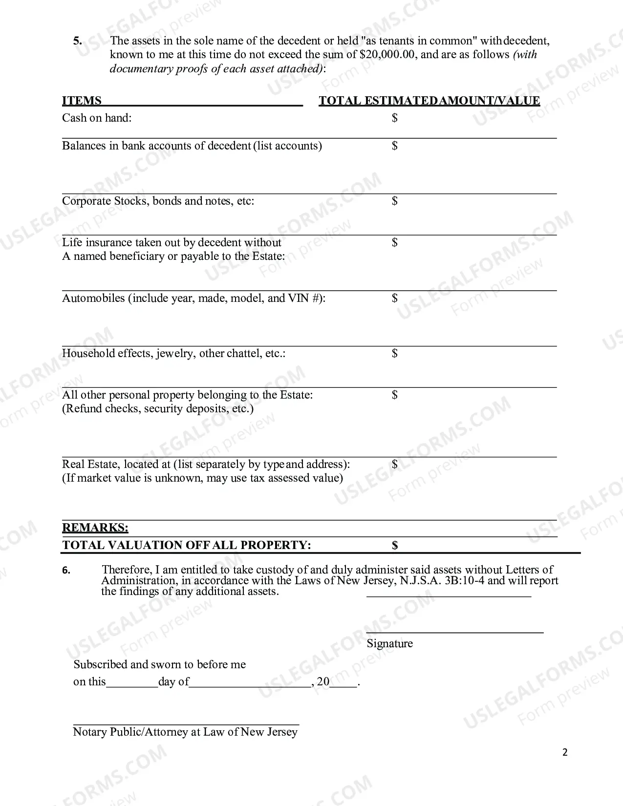 Preview Next of Kin Affidavit and Declaration