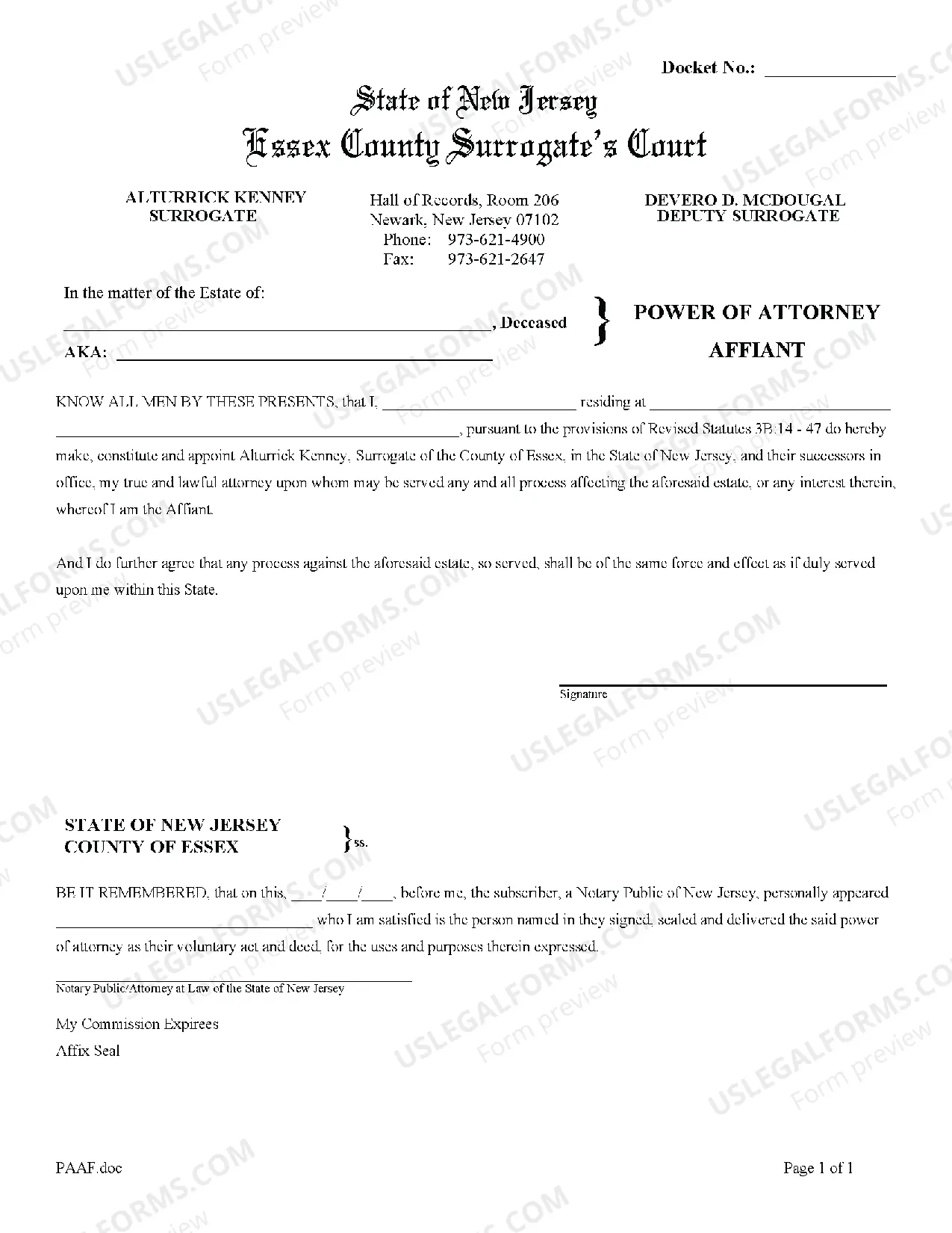 Preview Next of Kin Affidavit and Declaration